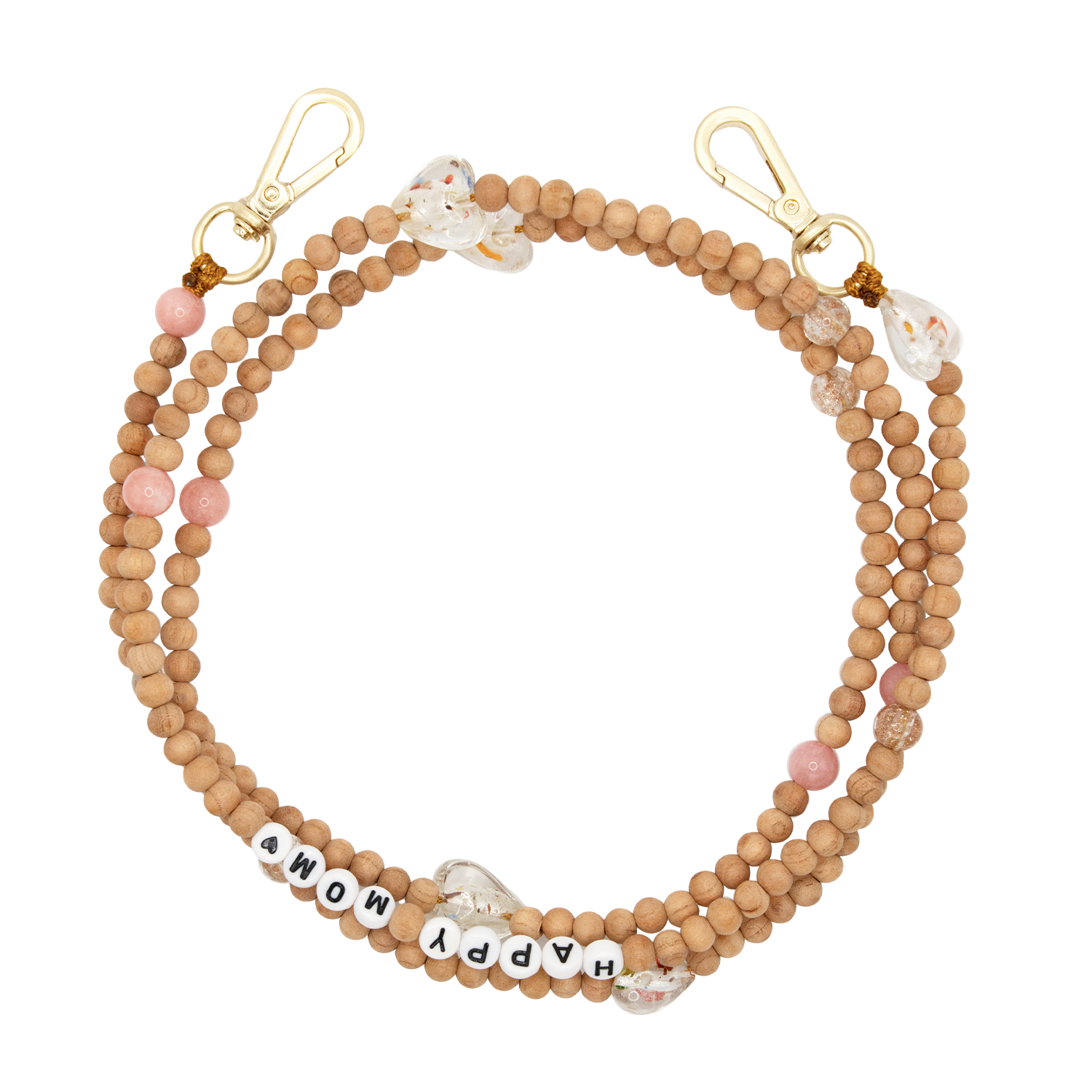 Chaîne de telephone bandouliere en perles de bois