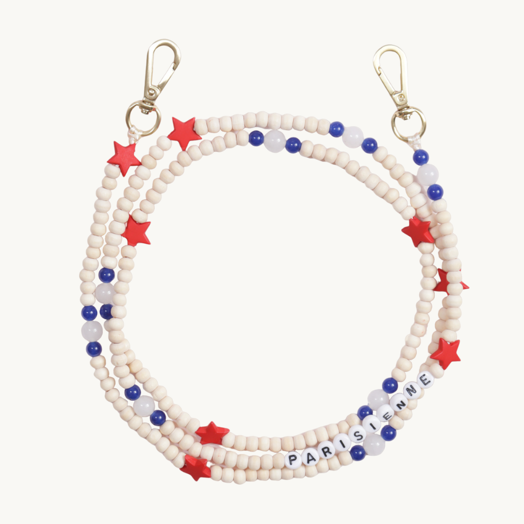 Chaîne de telephone bandouliere en perles de bois