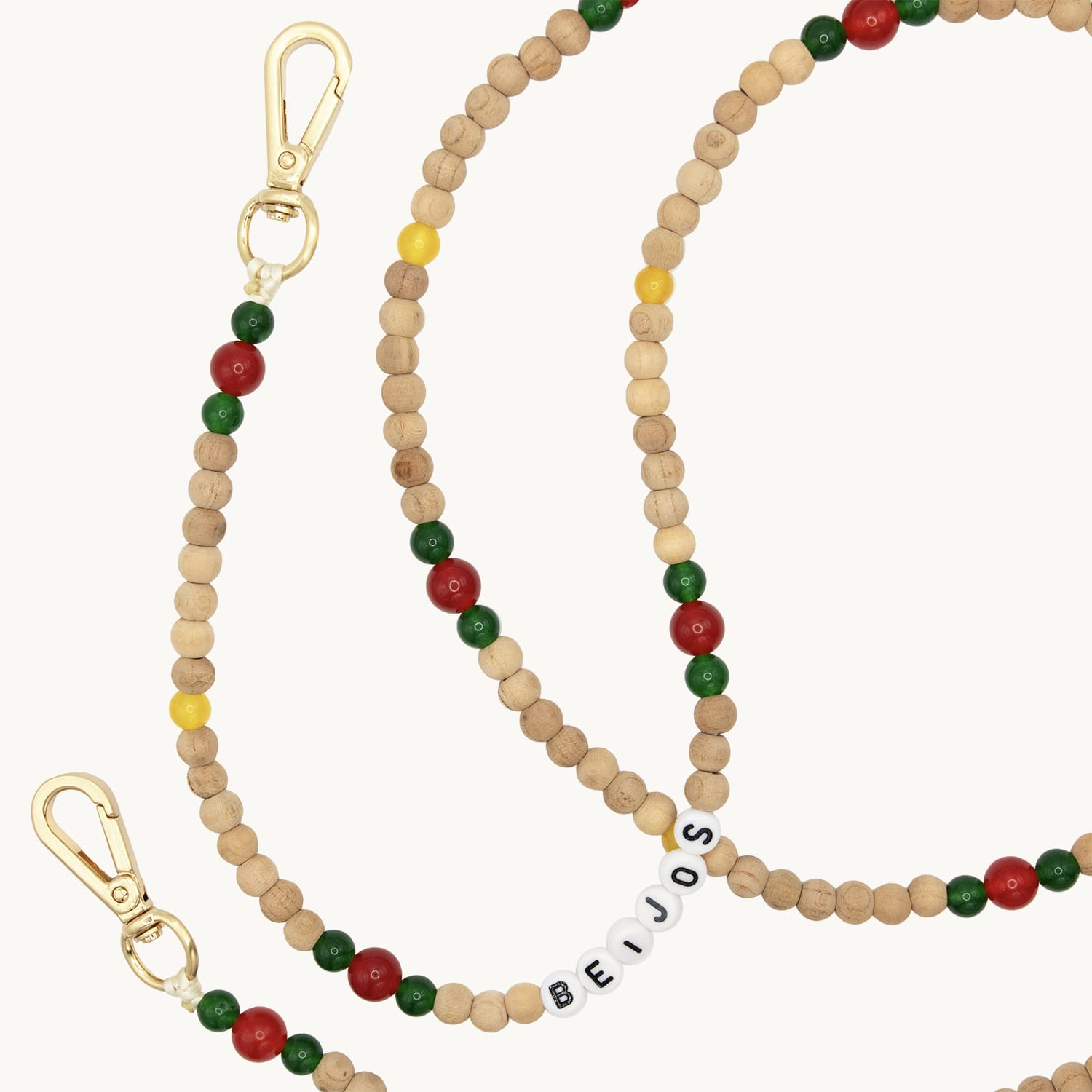 Chaîne de telephone bandouliere en perles de bois