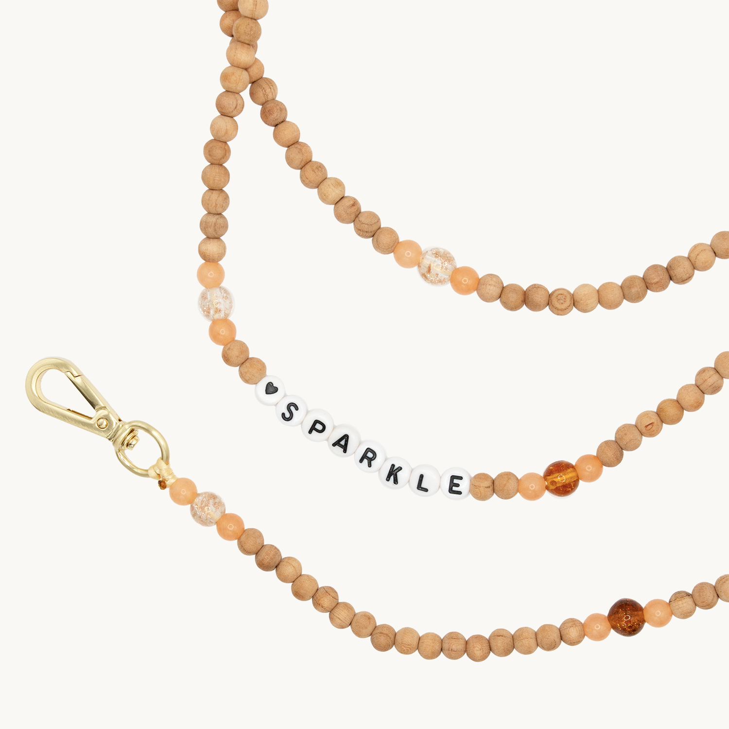 Chaîne de telephone bandouliere en perles de bois