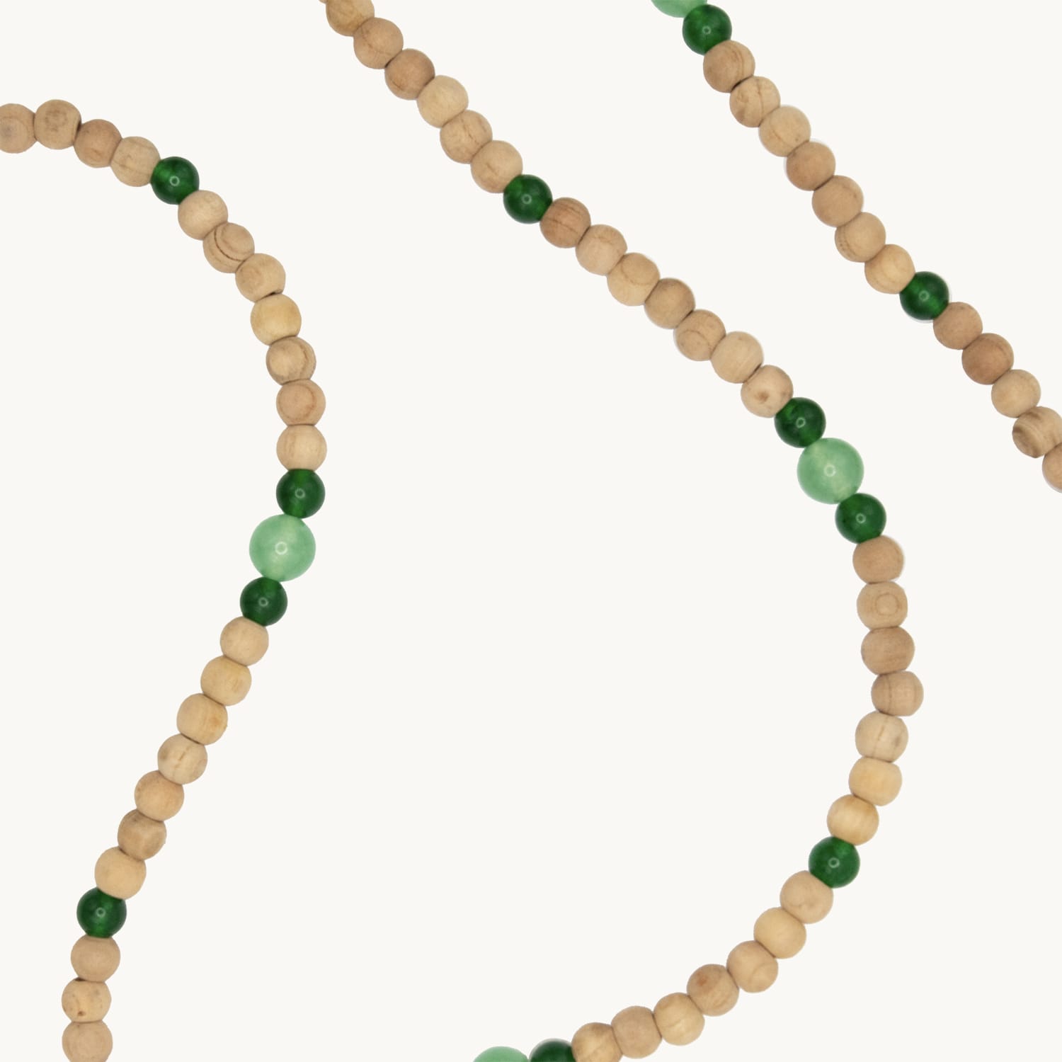 Bandoulière en perles de bois avec deux mousquetons dorés