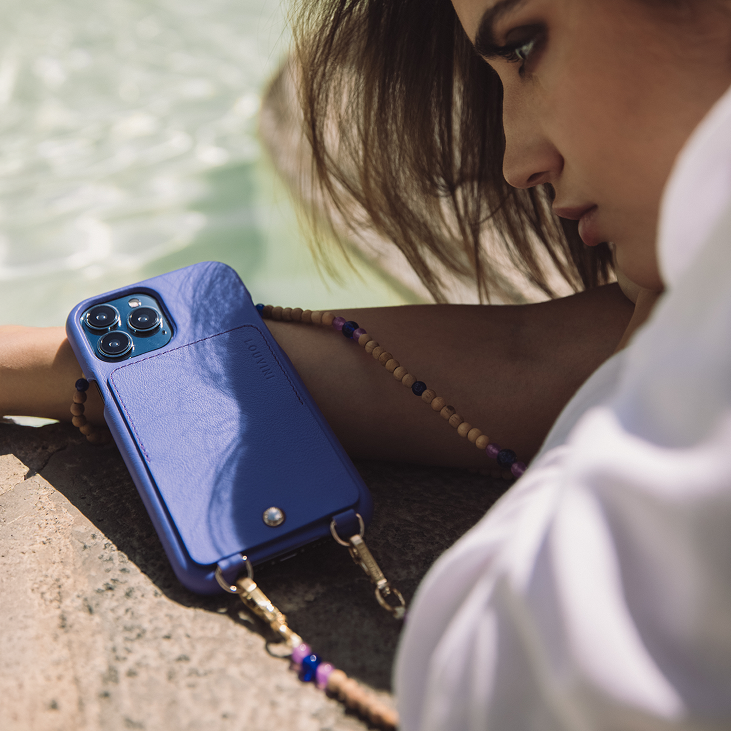 iPhone Leather Case with wallet and loops LOU - PURPLE