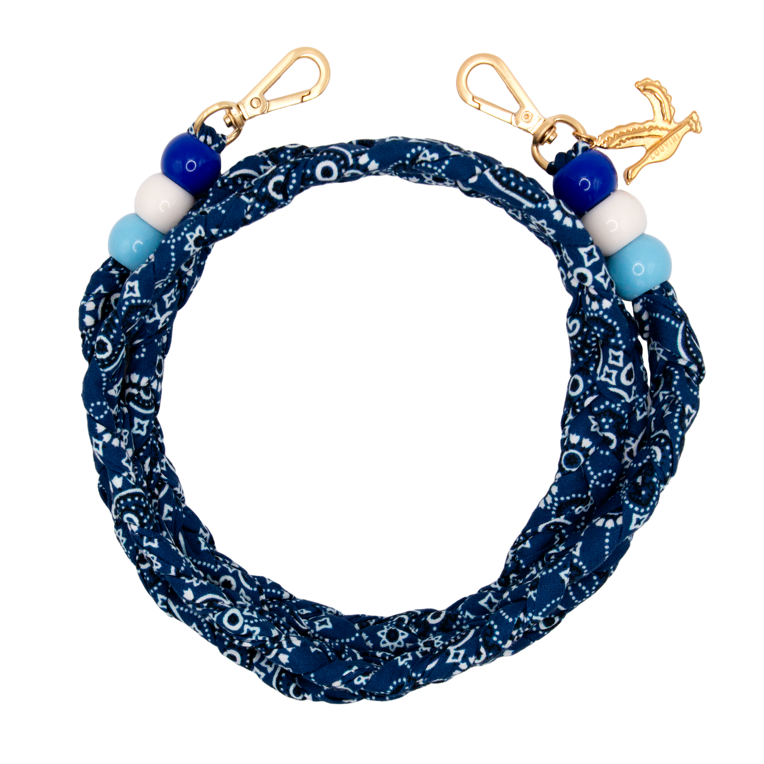 bandoulière tressée pour coque de téléphone imprimé bandana bleu à mousquetons