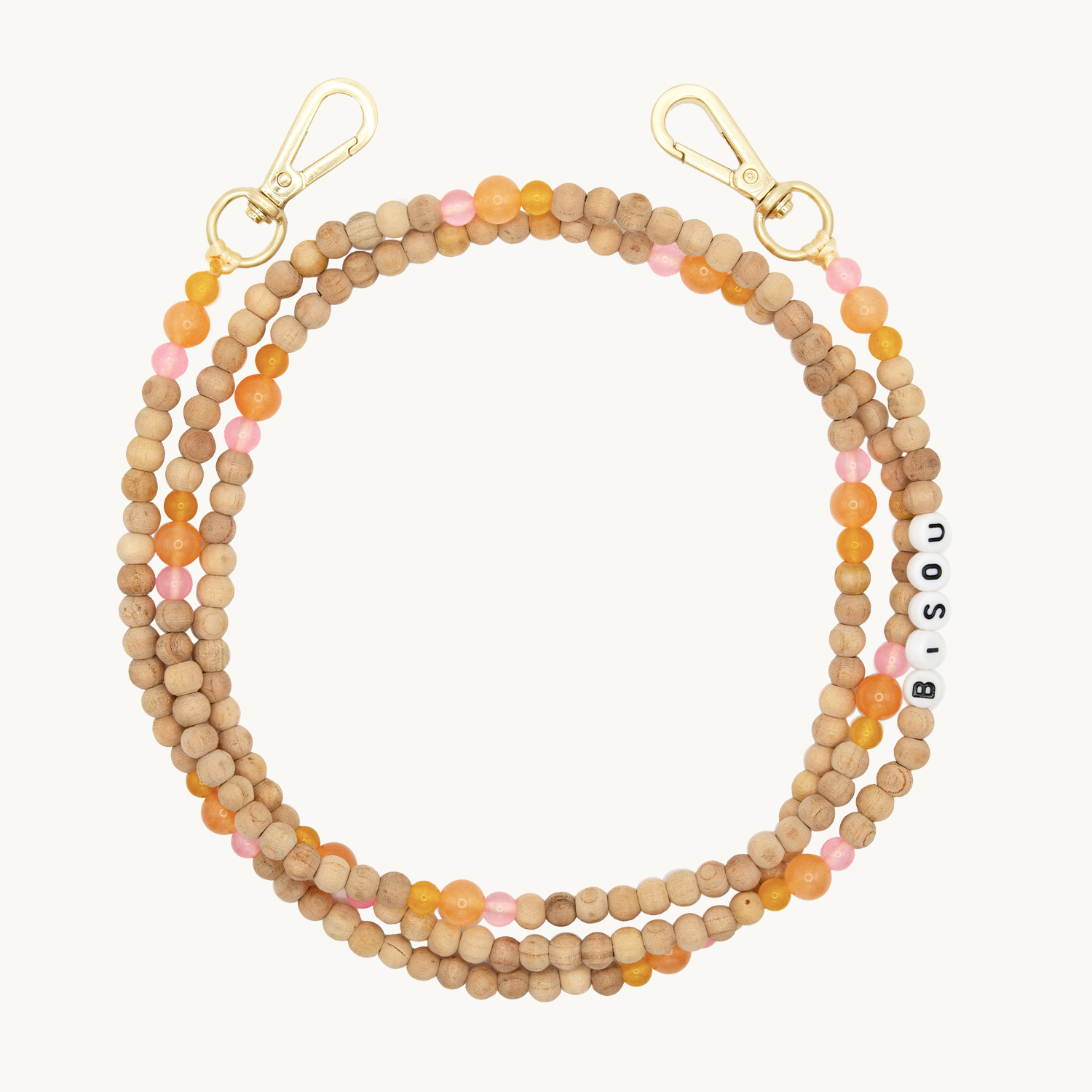 Bandoulière en perles de bois