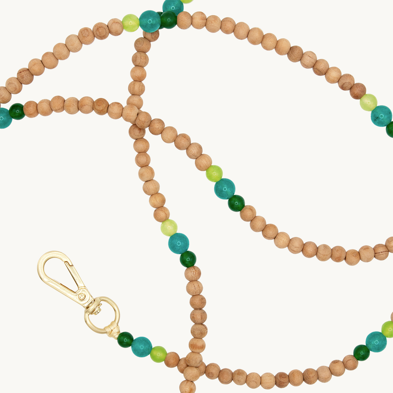 Bandoulière en perles de bois turquoise