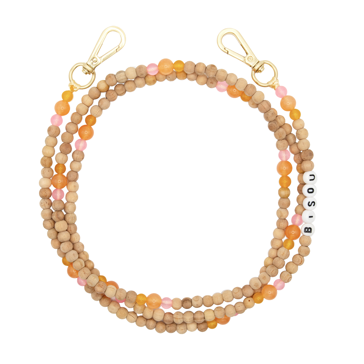 Bandoulière en perles de bois