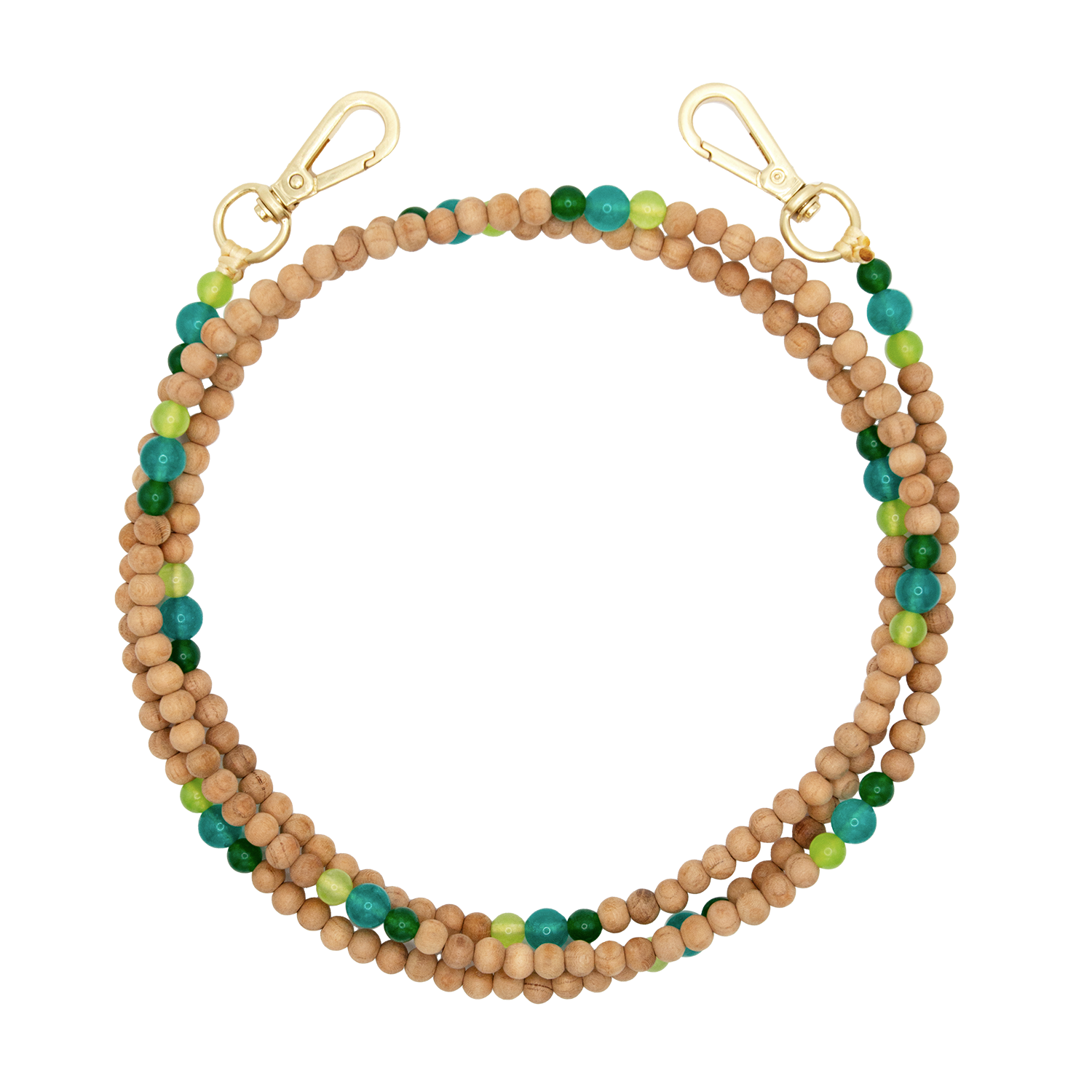 Bandoulière en perles de bois turquoise