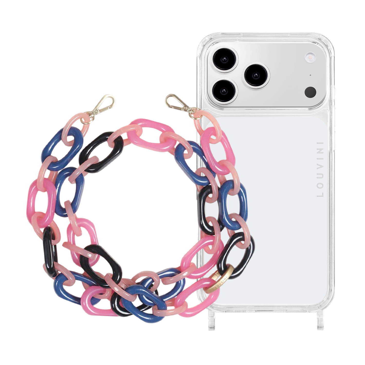 Charlie iPhone Case & Chiara Navy-Pink Chain