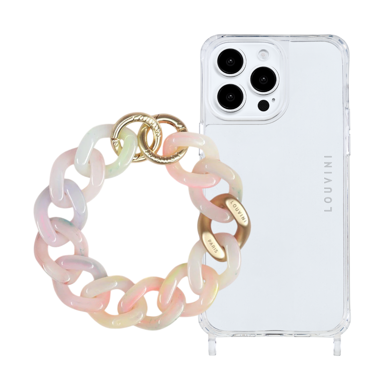 ensemble coque pour téléphone transparente et bracelet fluo