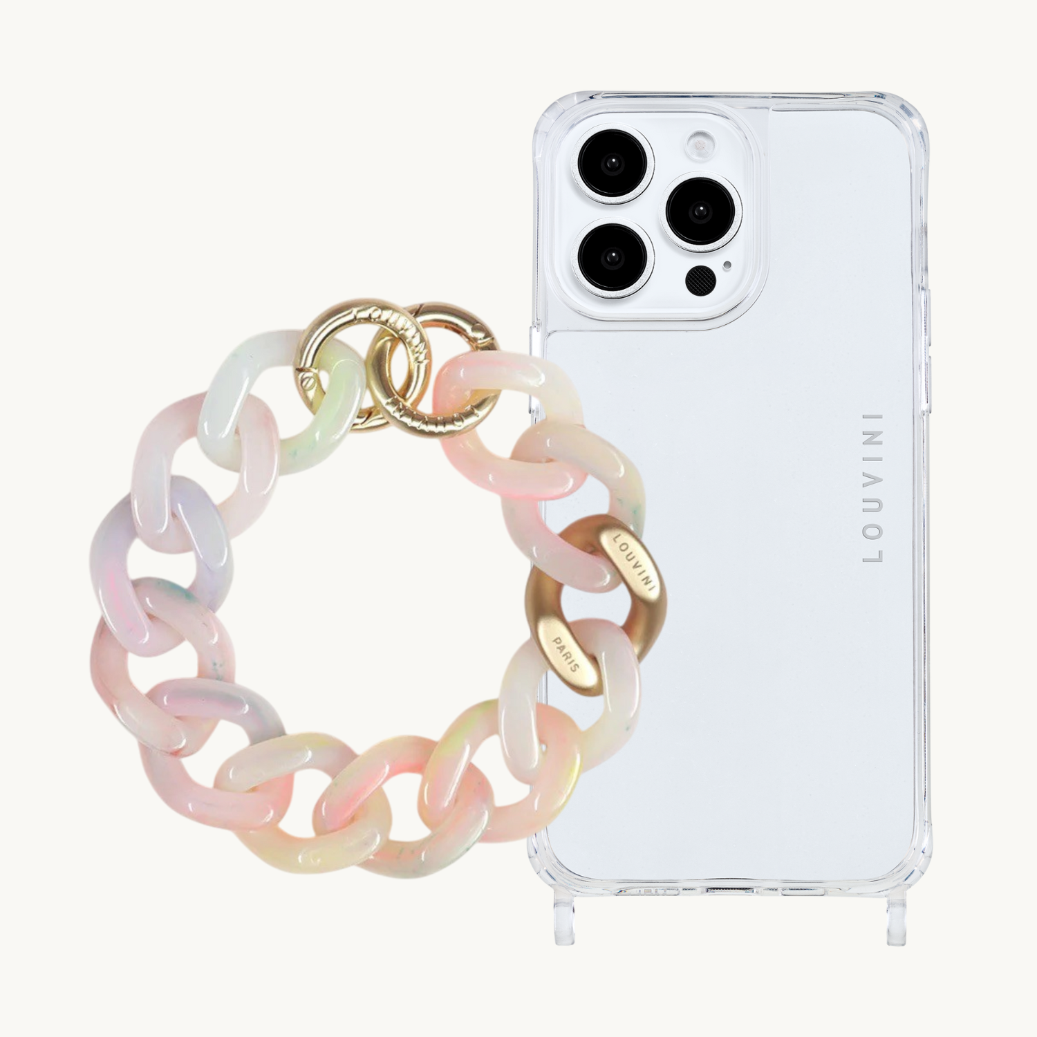 ensemble coque pour téléphone transparente et bracelet fluo