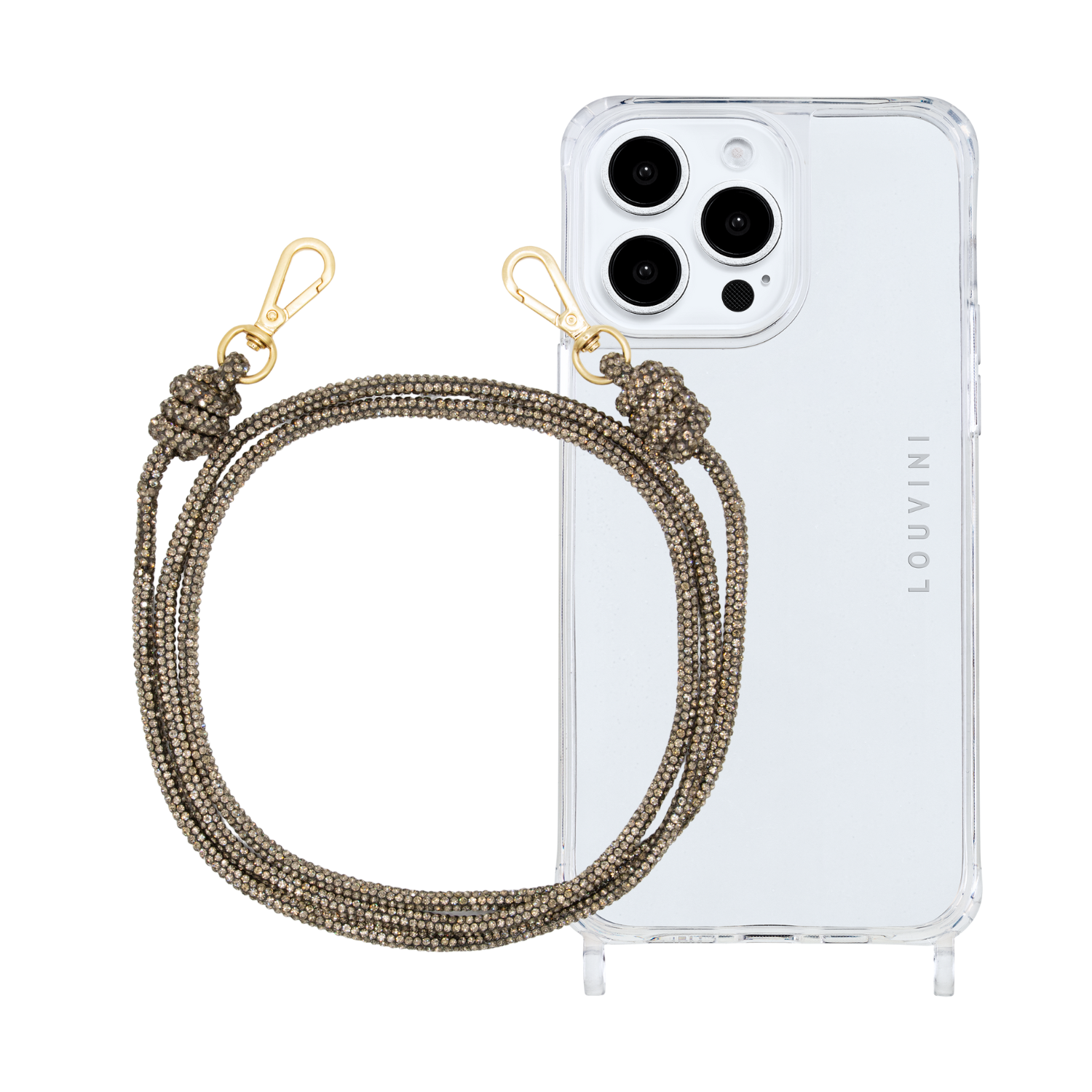 ensemble coque iPhone et chaîne de téléphone à strass