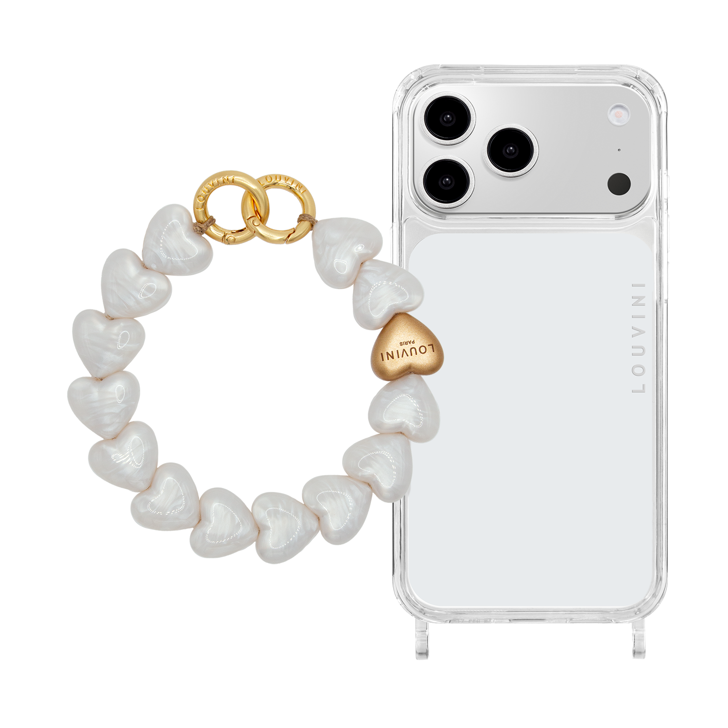 CHARLIE iPhone Case & PETIT CUORE White Pearl Bracelet