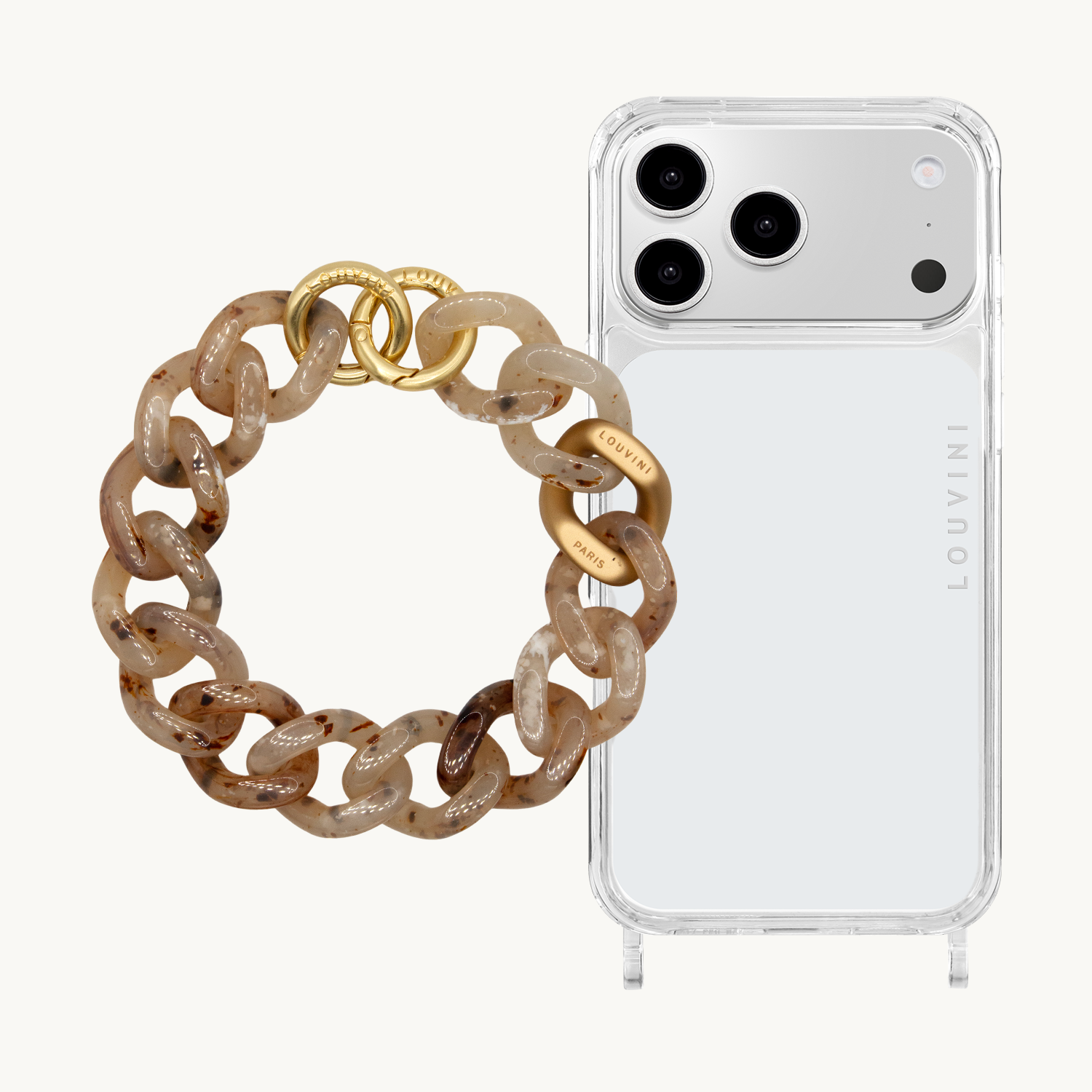 Charlie iPhone Case & Petit Zoe Beige Tortoiseshell Chain