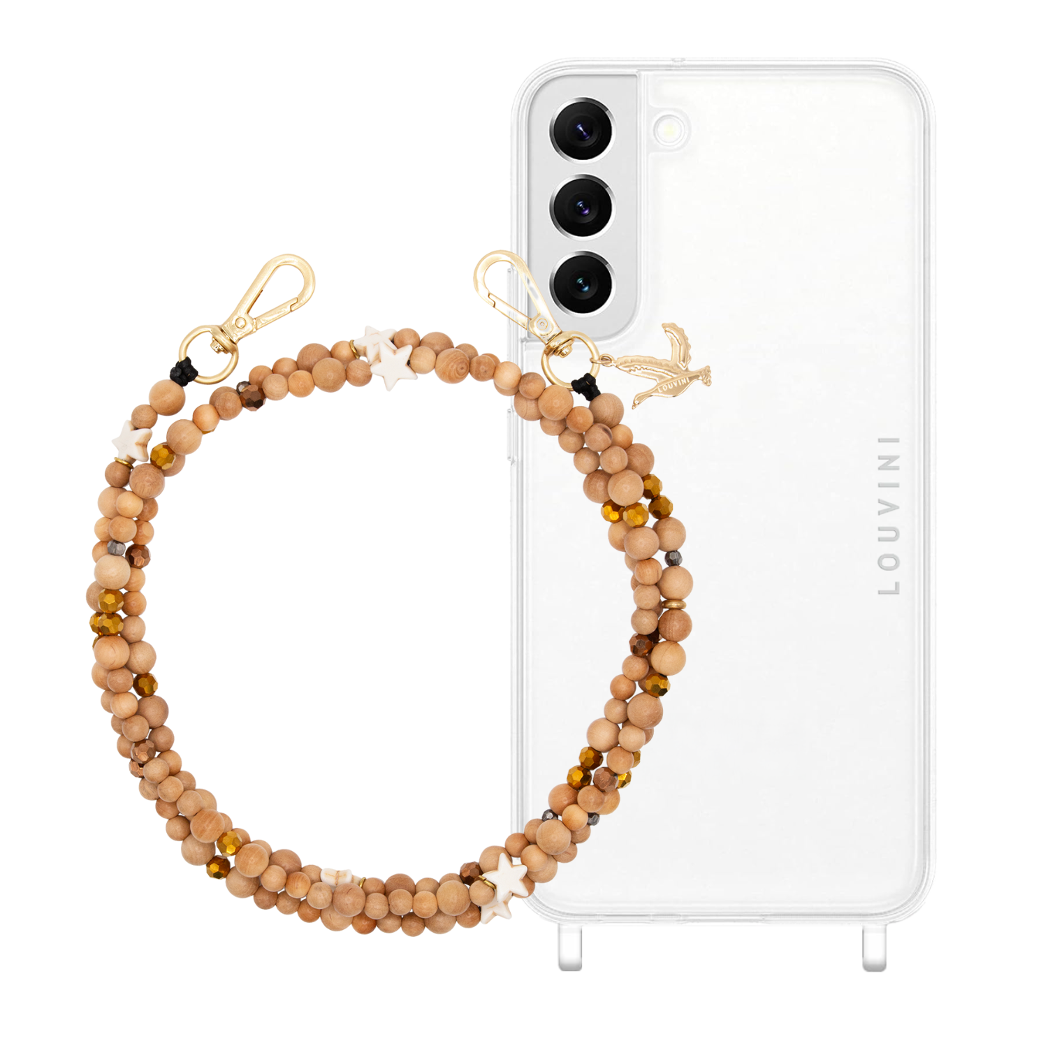 ensemble coque samsung et bandoulière de téléphone à perles