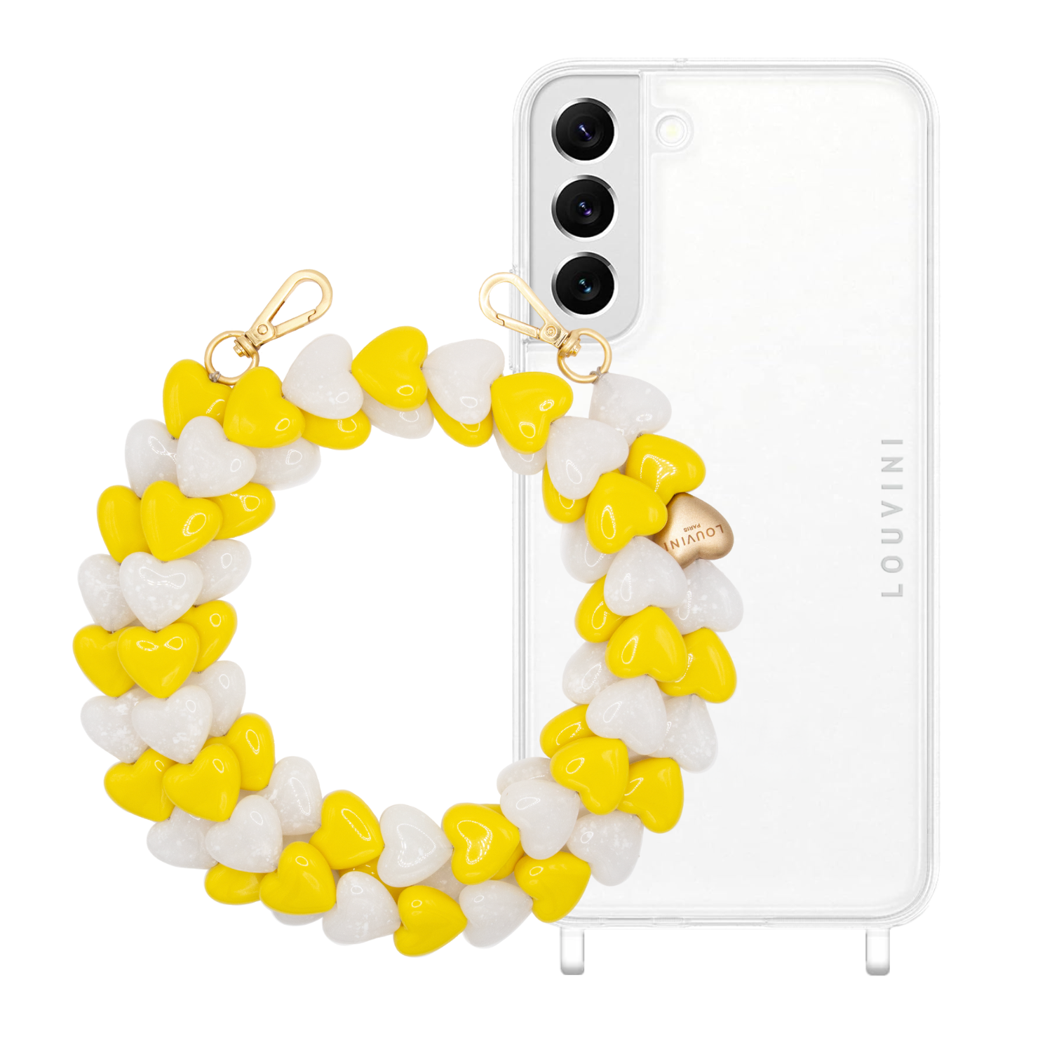 ensemble coque samsung et chaine en forme de coeurs en résine