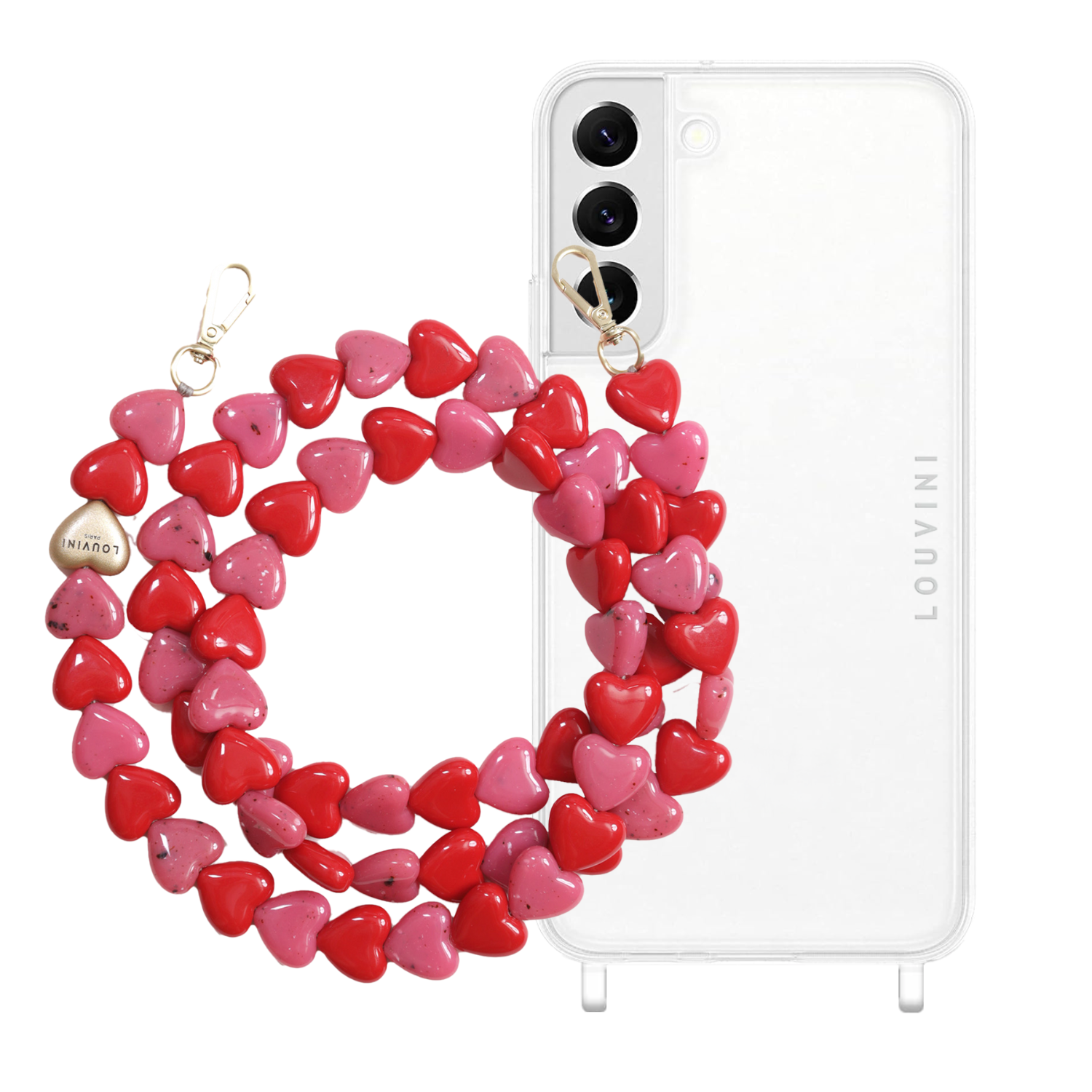 ensemble coque pour téléphone transparente et bracelet arc en ciel