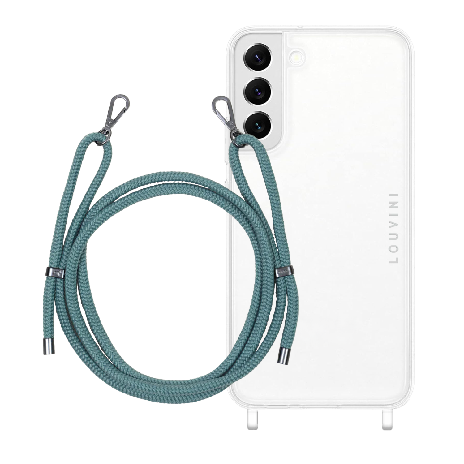 ensemble coque pour téléphone transparente avec cordon bleu