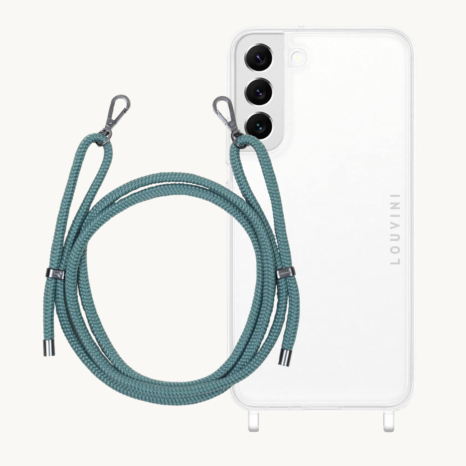 ensemble coque pour téléphone transparente avec cordon bleu