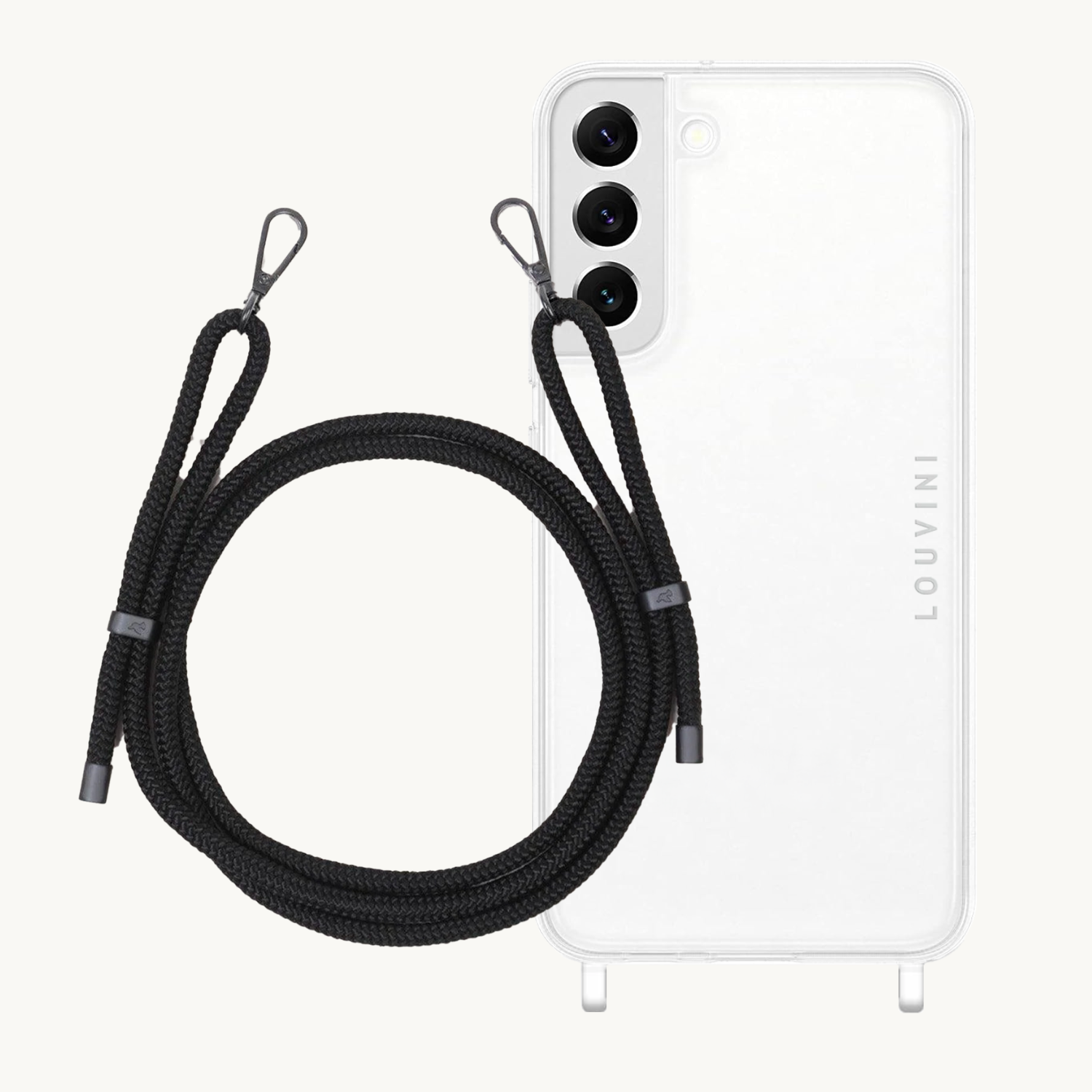 ensemble coque pour téléphone transparente et cordon noir