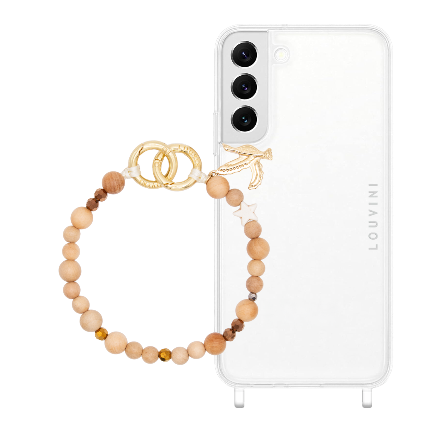 ensemble coque samsung et bracelet de téléphone à perles