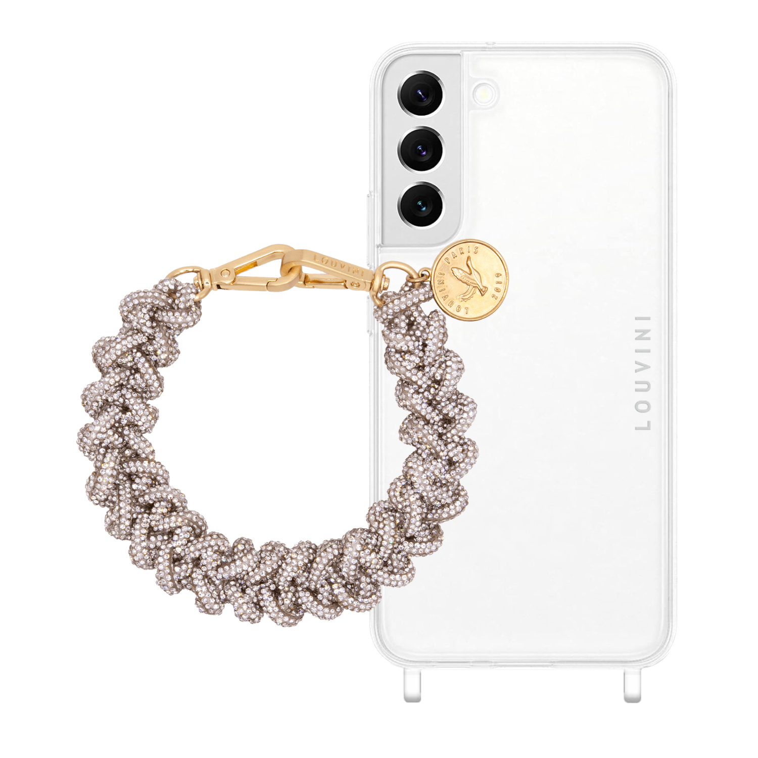 ensemble coque samsung et bracelet de téléphone à strass