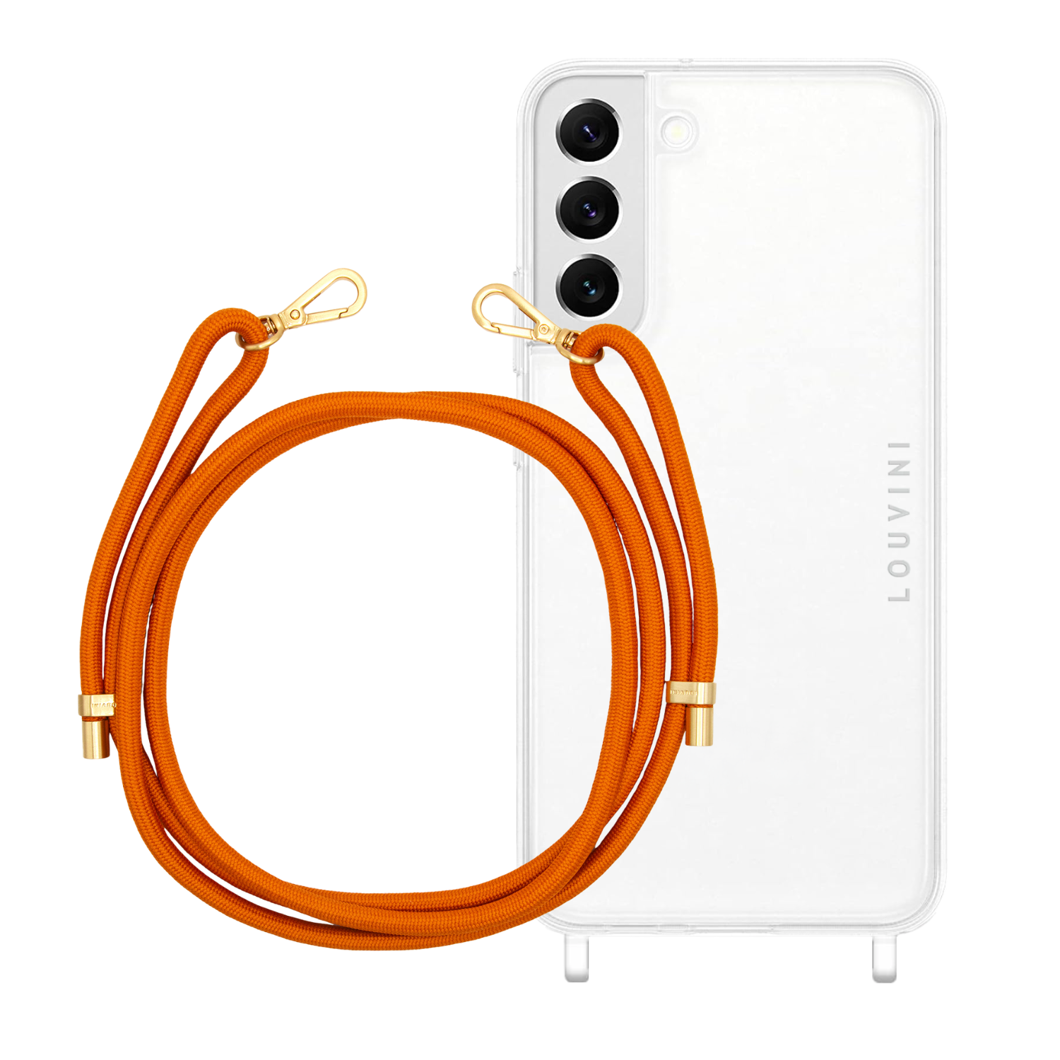 ensemble coque pour téléphone transparente et cordon rouge