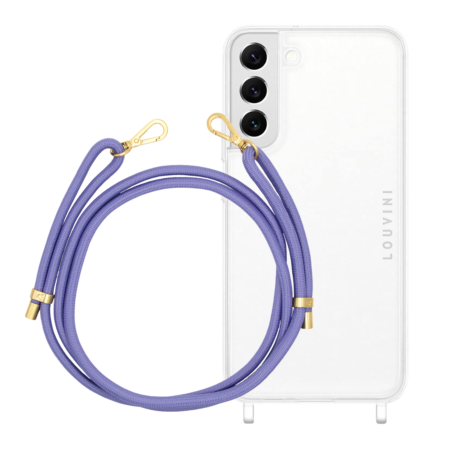 ensemble coque pour téléphone transparente et cordon violet