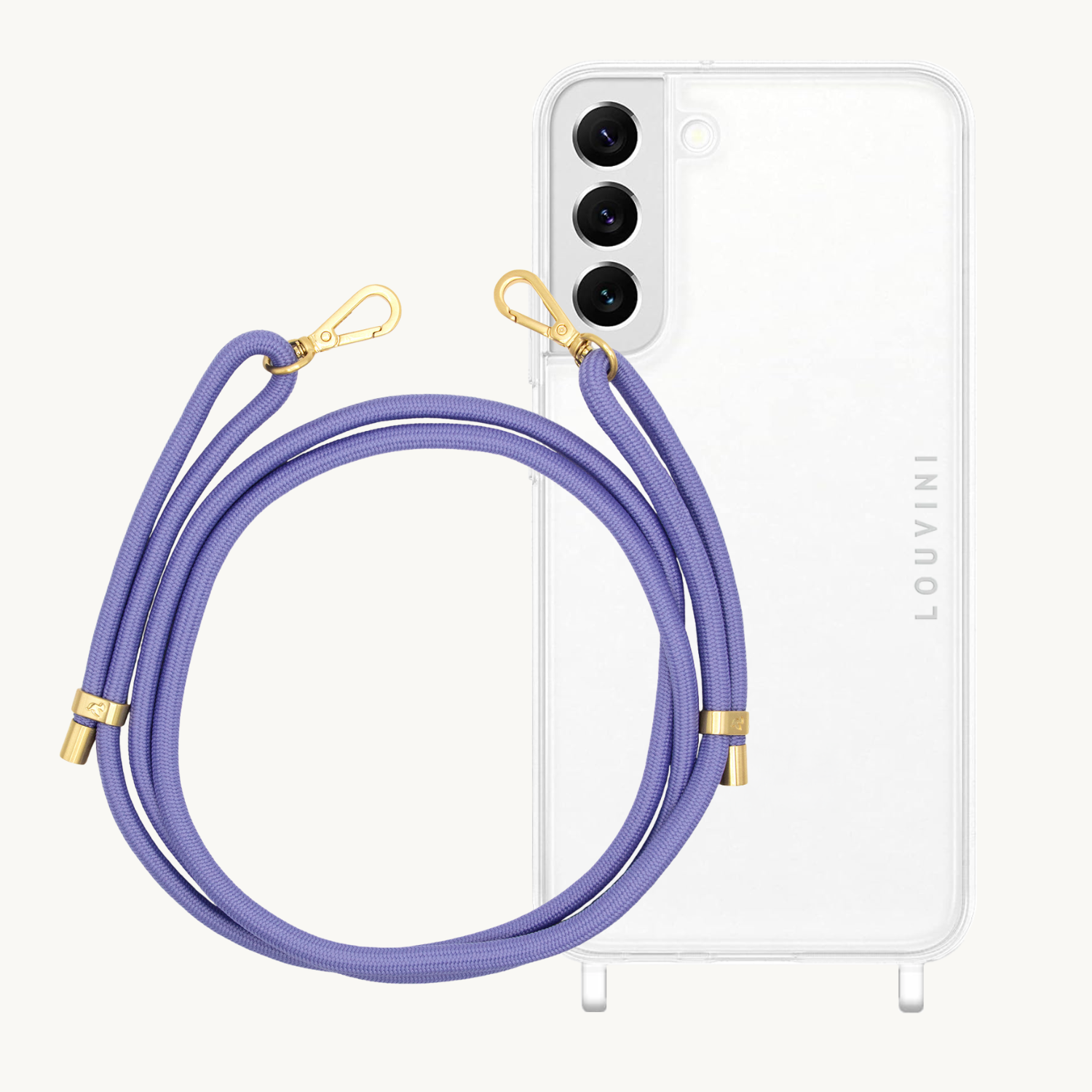 ensemble coque pour téléphone transparente et cordon violet