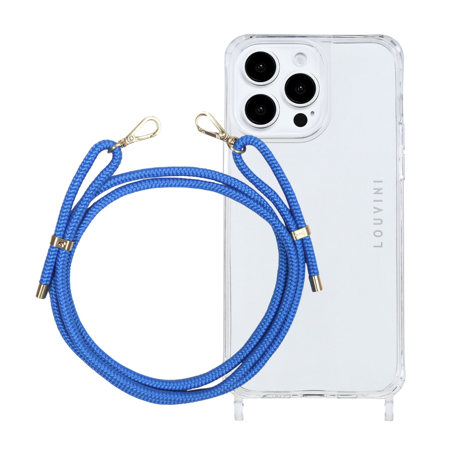 ensemble coque pour téléphone transparente avec cordon bleu électrique