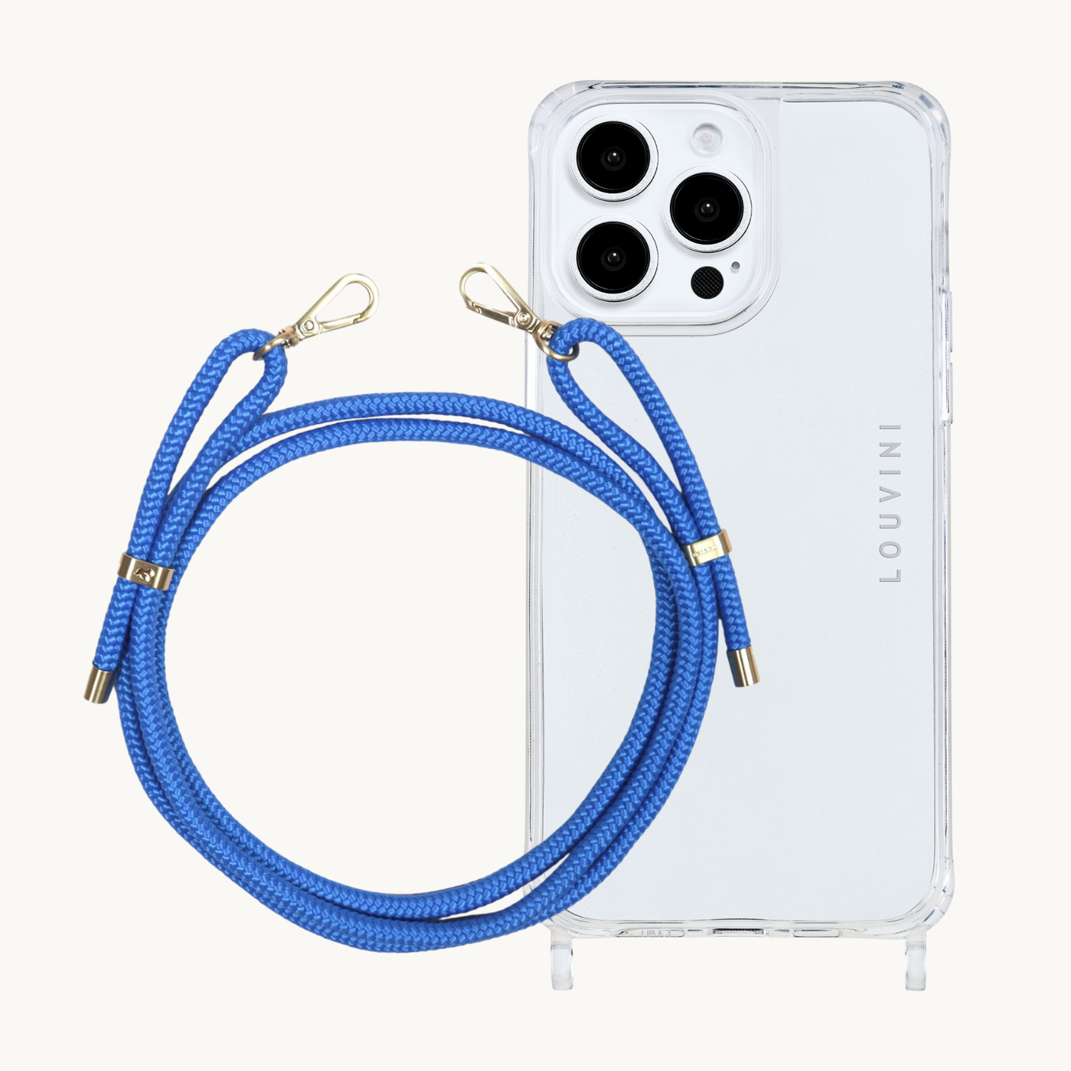 ensemble coque pour téléphone transparente avec cordon bleu électrique