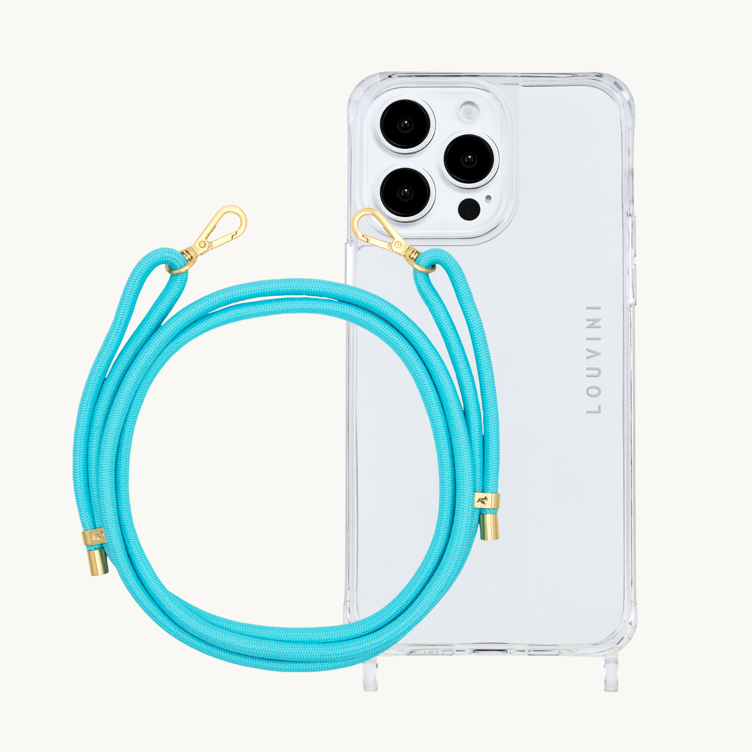 ensemble coque de téléphone transparente et bleu turquoise