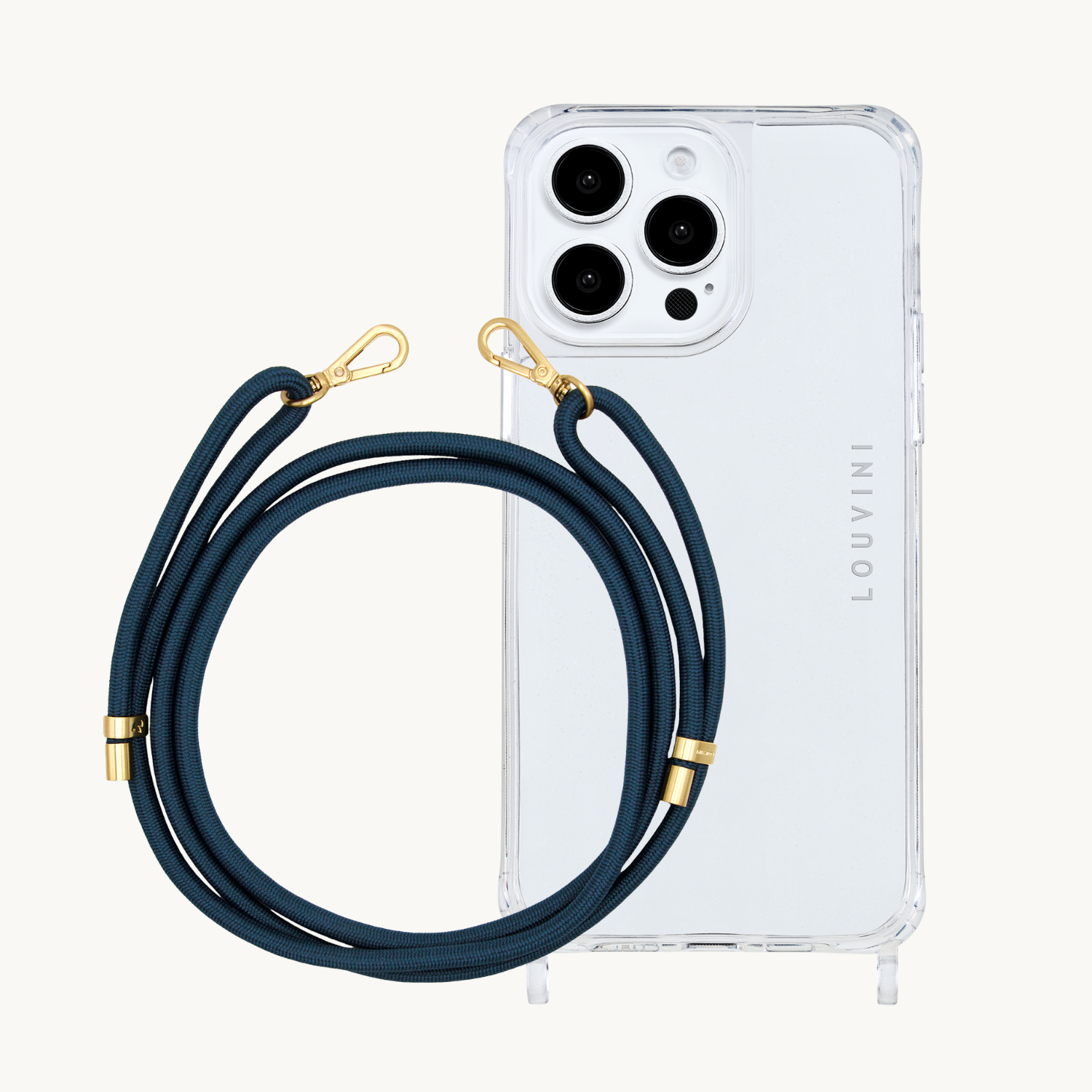 ensemble coque de téléphone transparente et cordon marine