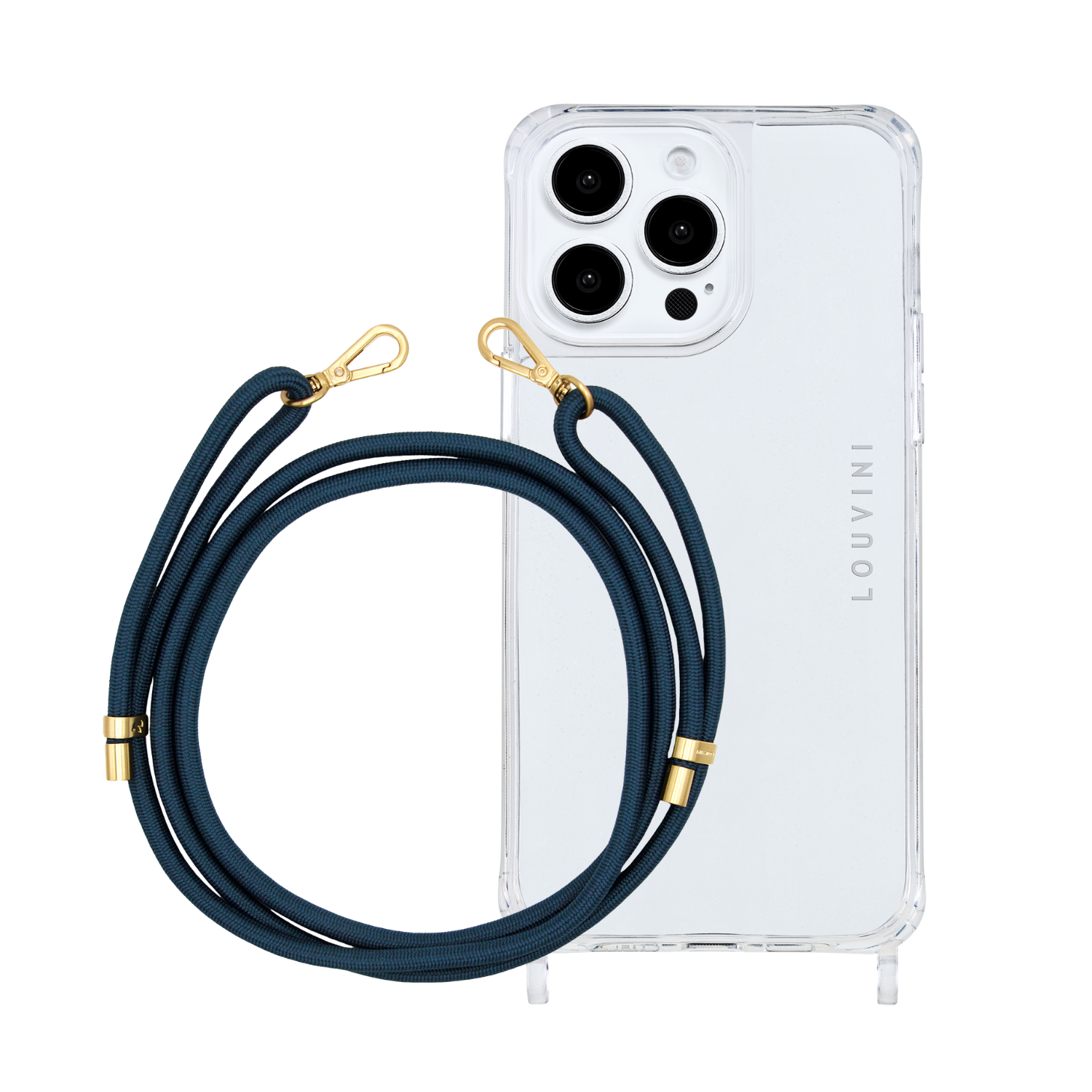 ensemble coque de téléphone transparente et cordon marine