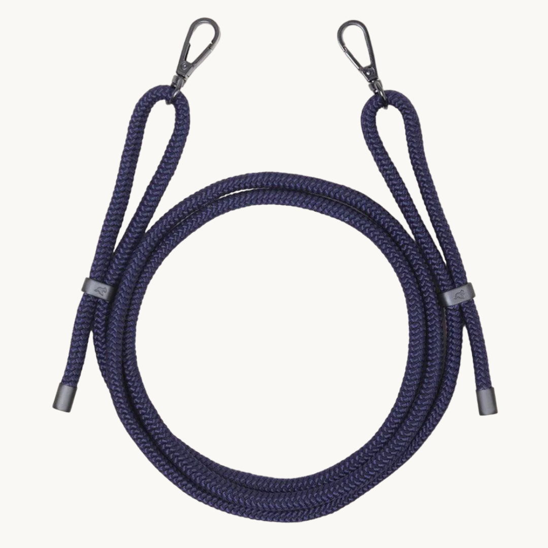 cordon de téléphone bandoulière marine avec mousquetons gris
