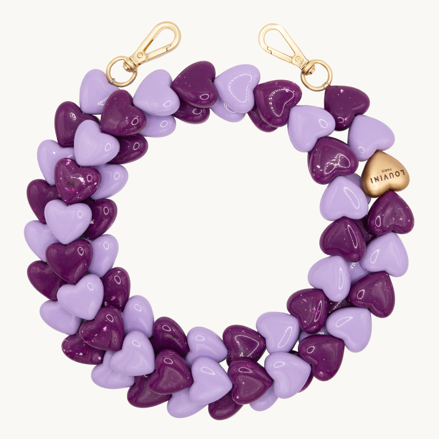 Chaîne pour téléphone coeur violet