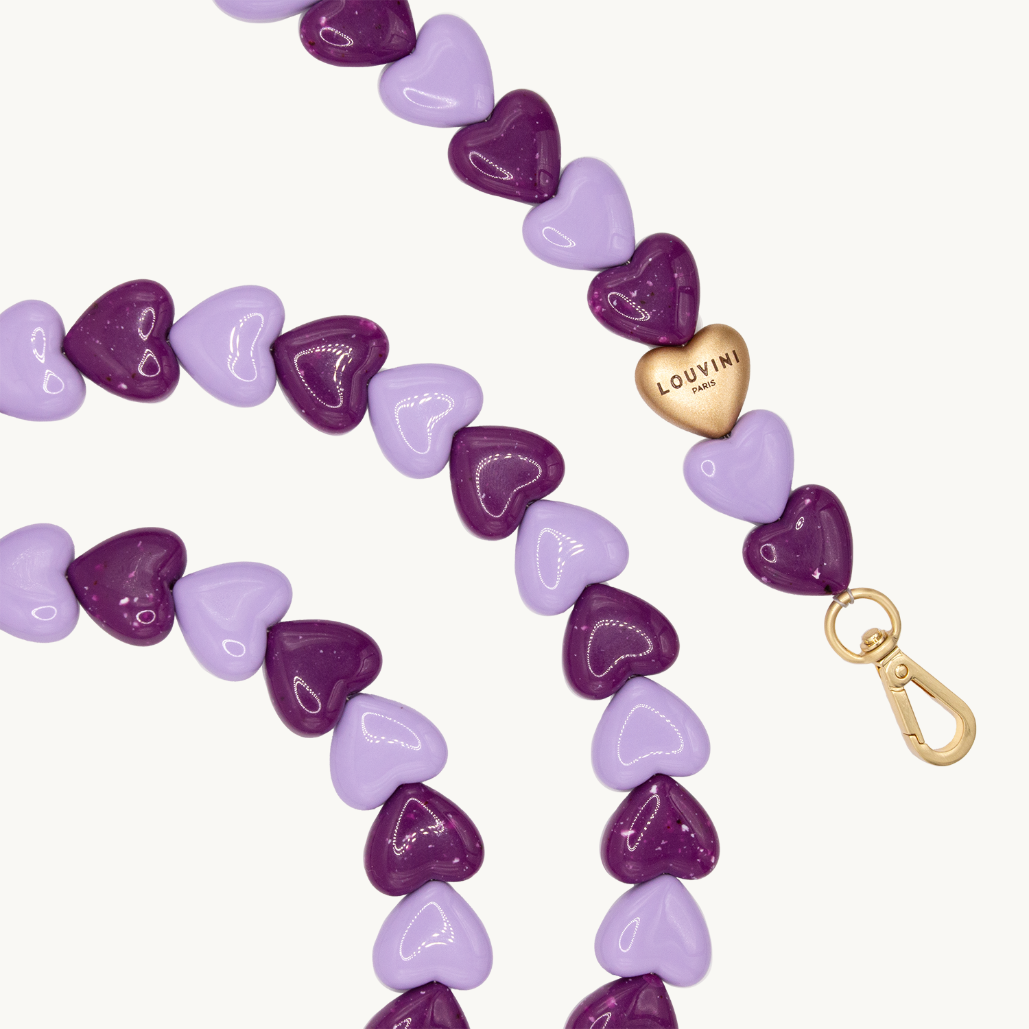 Chaîne pour téléphone coeur violet