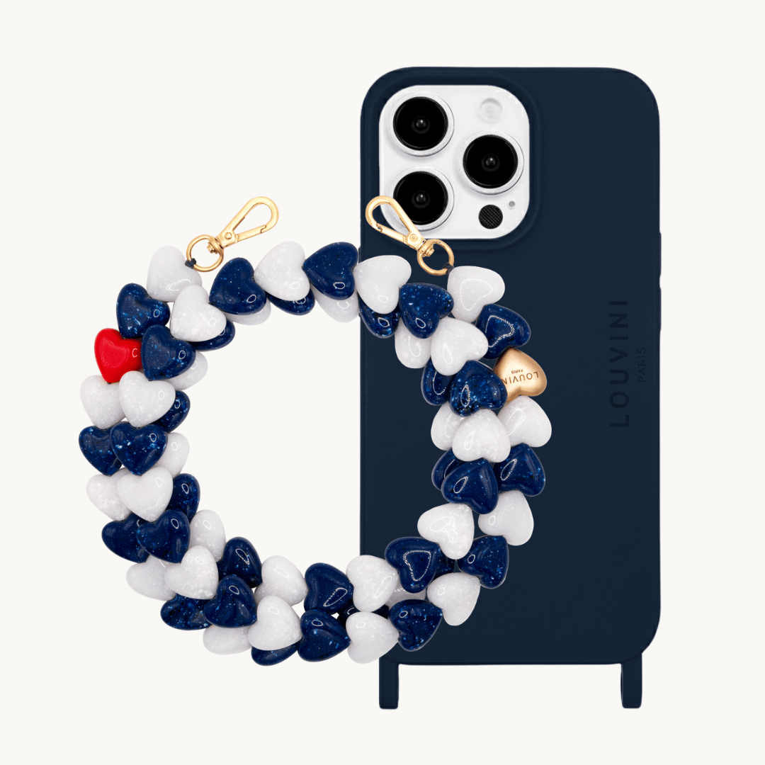 Navy Blue MILO MagSafe iPhone Case & Navy Blue-White CUORE Chain