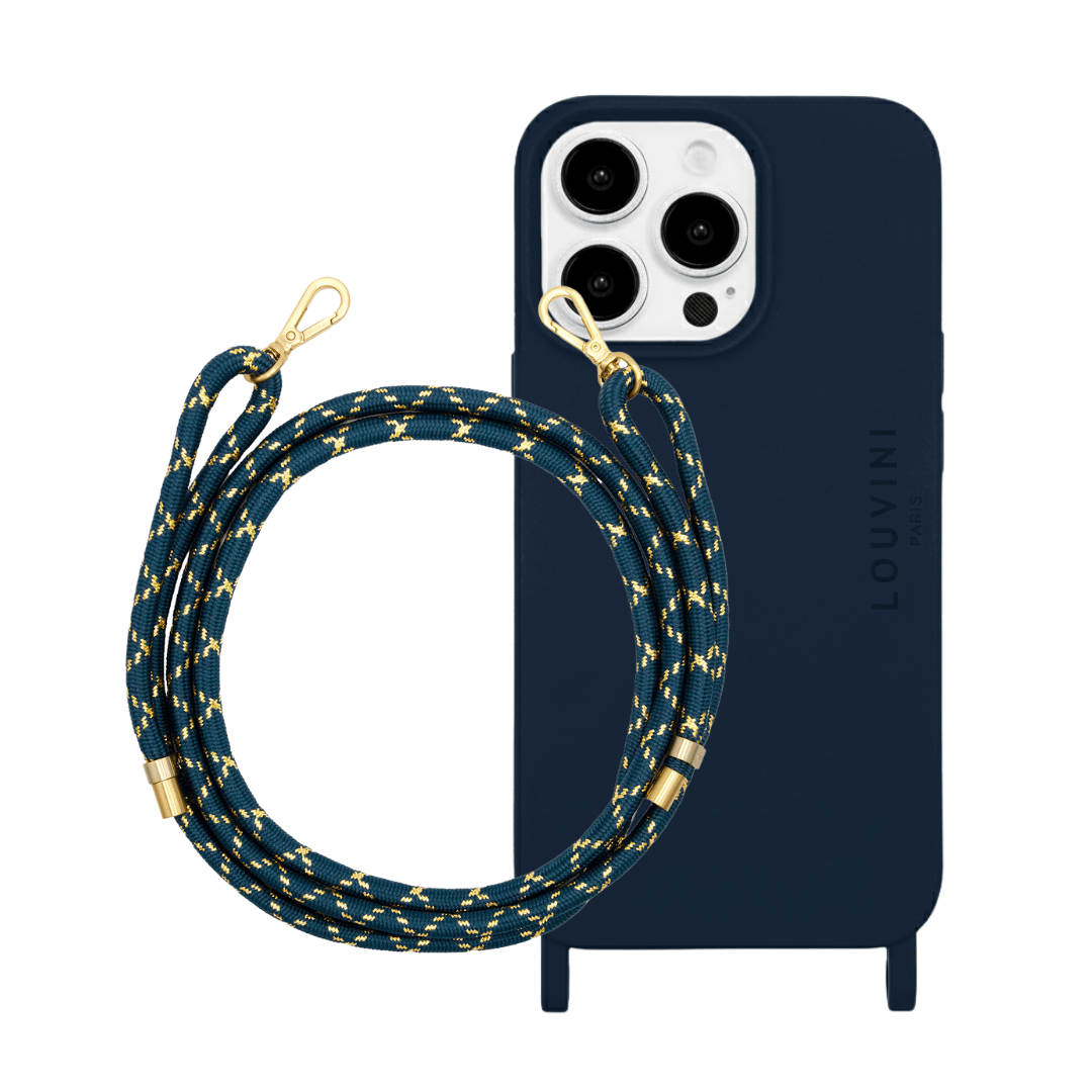 MILO MagSafe Navy iPhone Case & TESSA Navy-Gold Cord