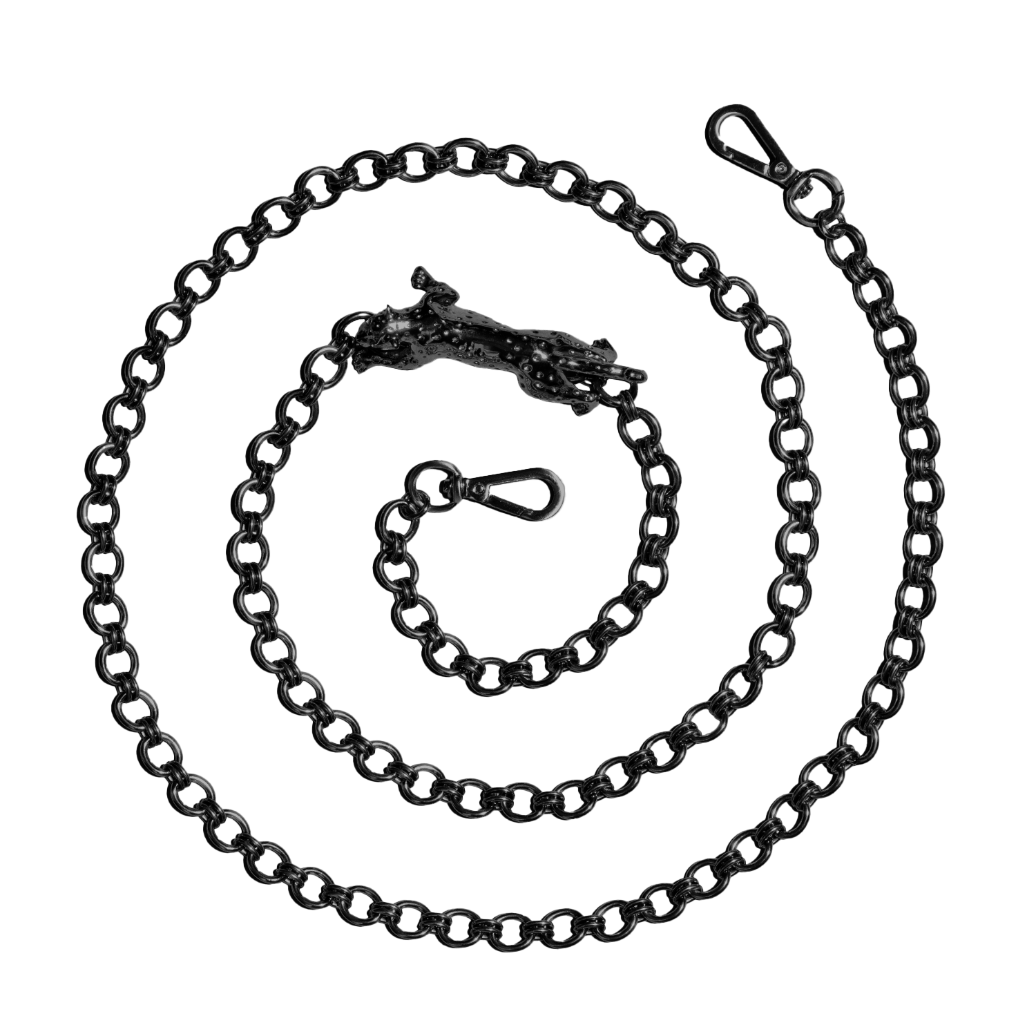 Chaine de telephone a maillon noir avec pendentif leopard