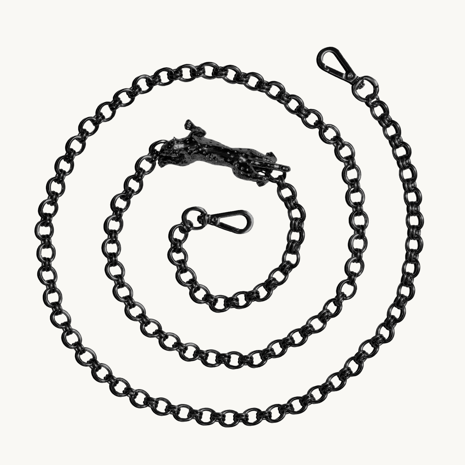 Chaine de telephone a maillon noir avec pendentif leopard