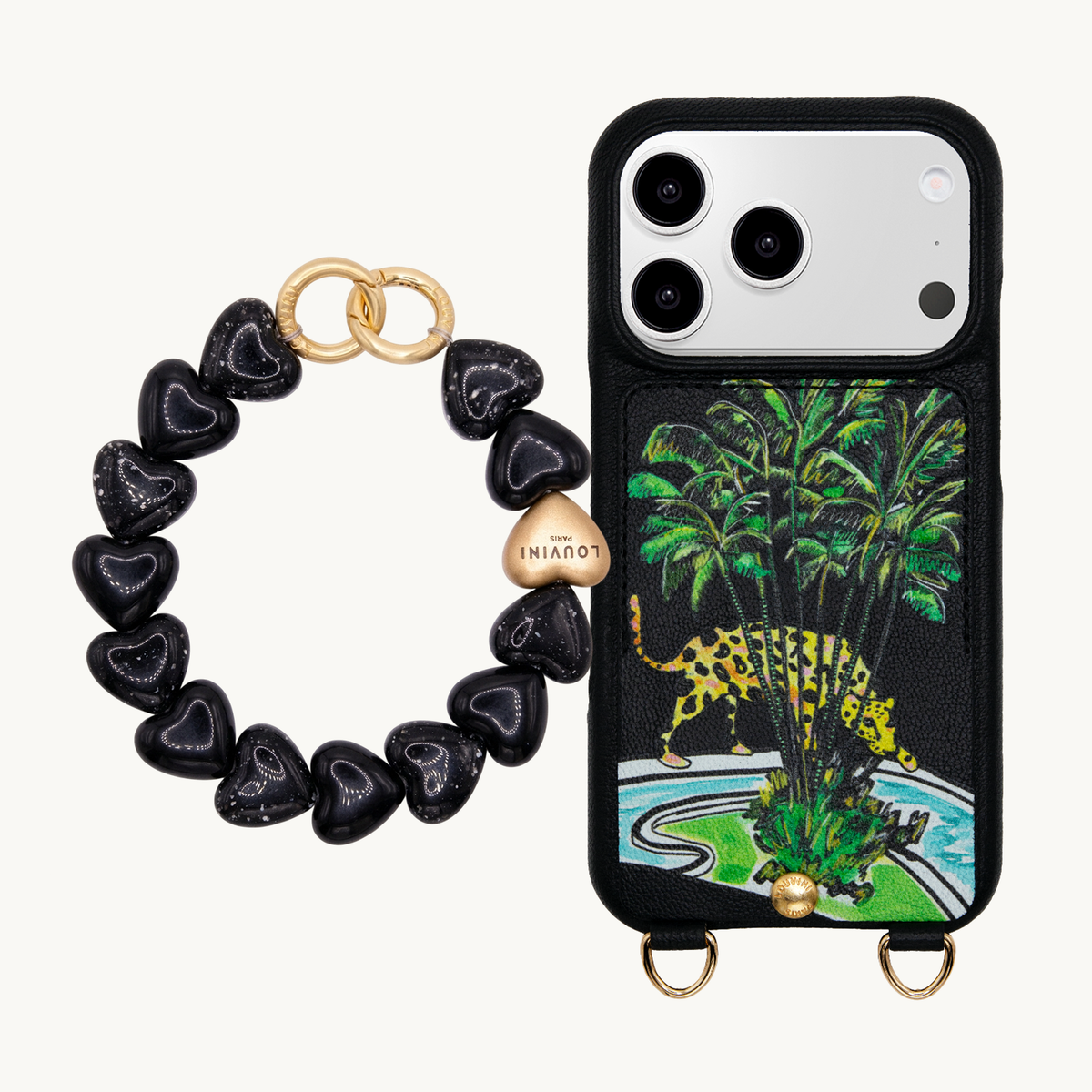 LOU x FILIPE JARDIM Black iPhone Case & Bracelet PETIT CUORE Black