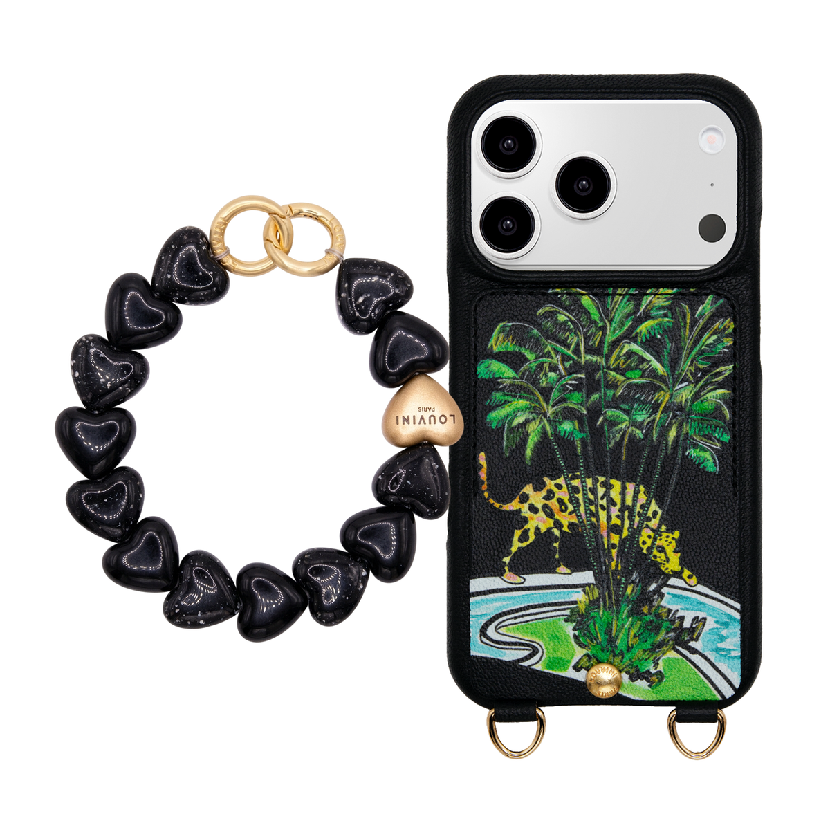 LOU x FILIPE JARDIM Black iPhone Case & Bracelet PETIT CUORE Black