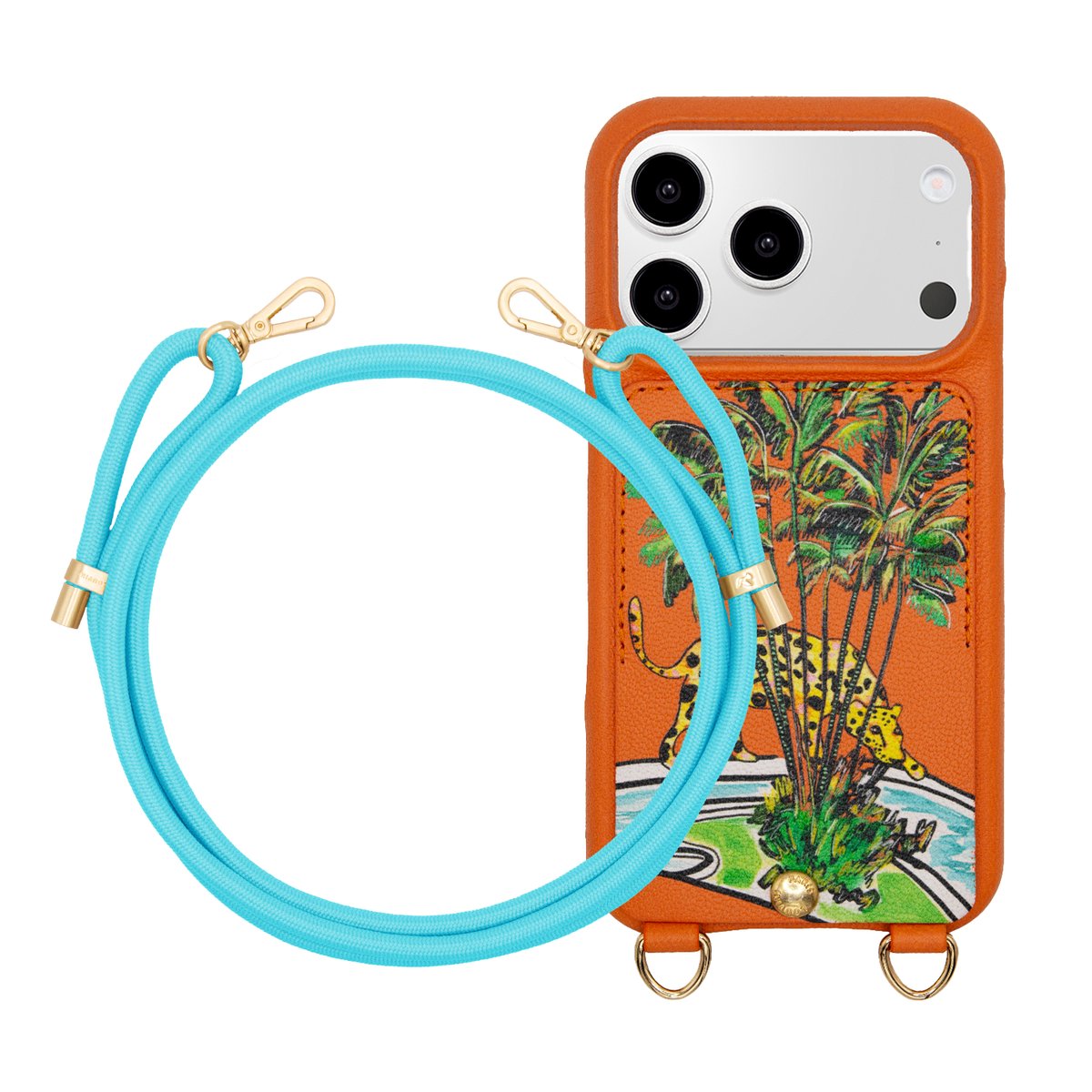 LOU x FILIPE JARDIM Orange iPhone Case & Cord TESSA Turquoise