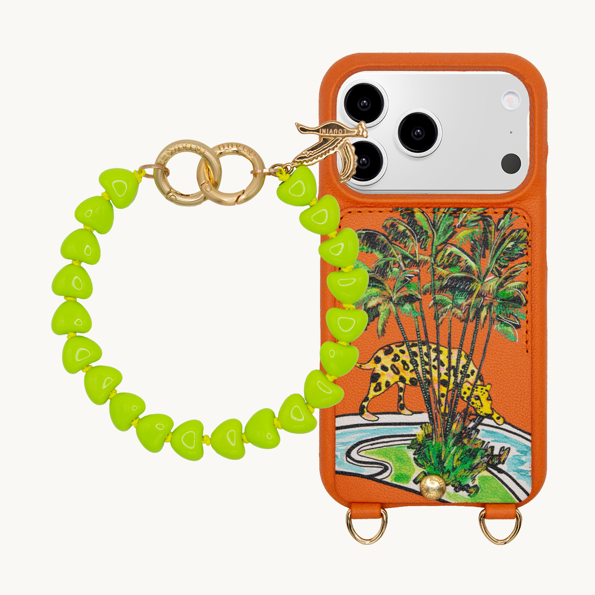 LOU x FILIPE JARDIM Orange iPhone Case & Bracelet TINY CUORE Neon Green