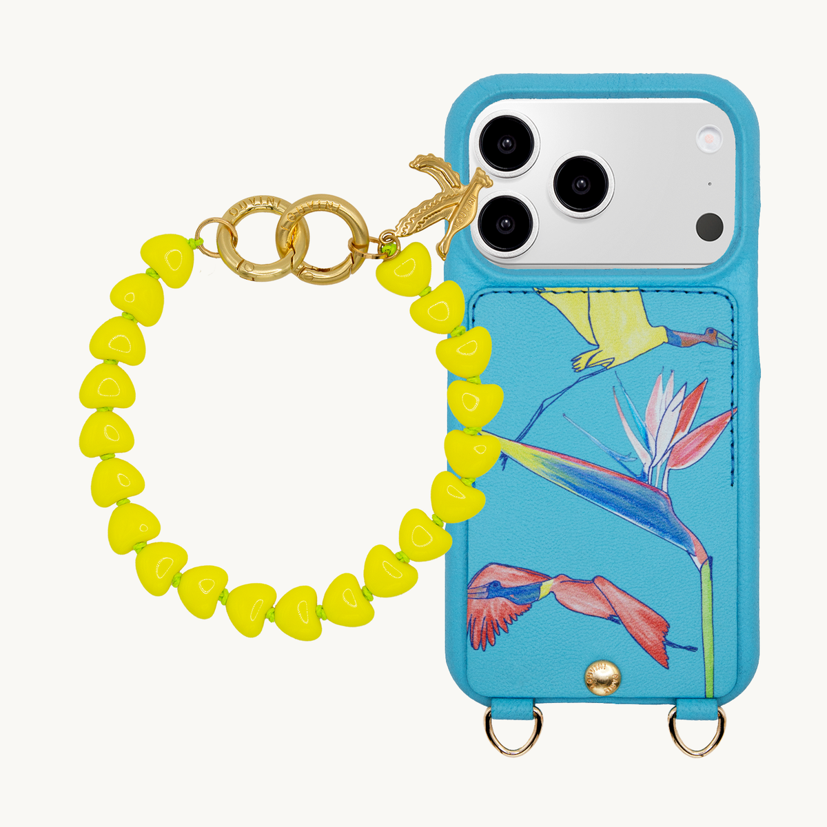 LOU x FILIPE JARDIM Turquoise iPhone Case & Bracelet TINY CUORE Neon Yellow