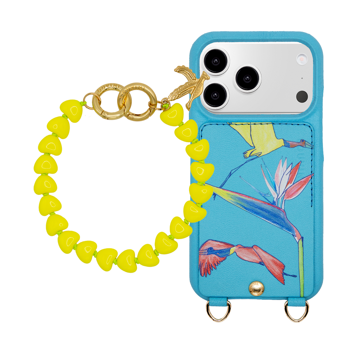 LOU x FILIPE JARDIM Turquoise iPhone Case & Bracelet TINY CUORE Neon Yellow