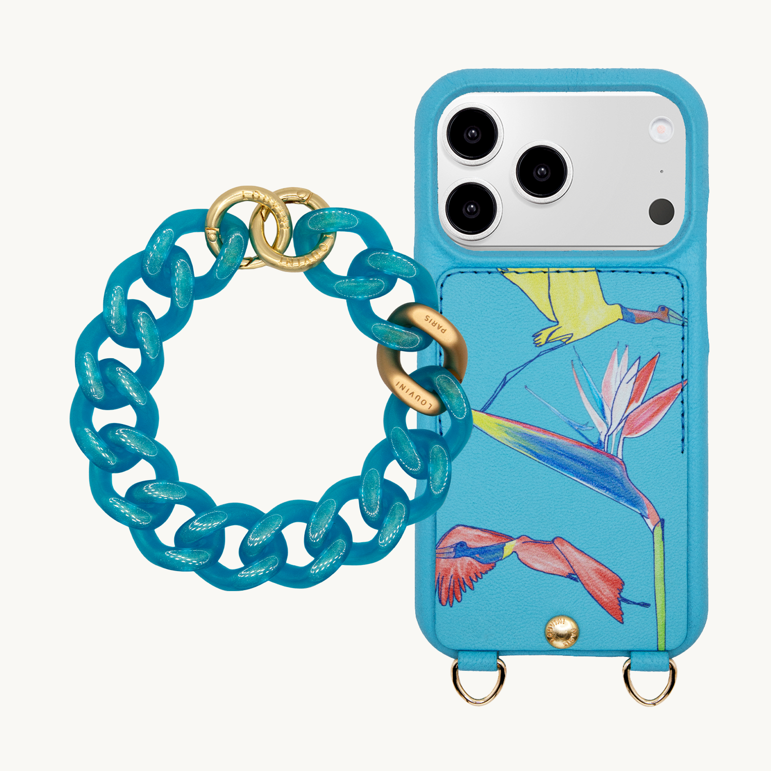 LOU x Filipe Jardim Turquoise Case & PETIT ZOE Iced Blue Chain