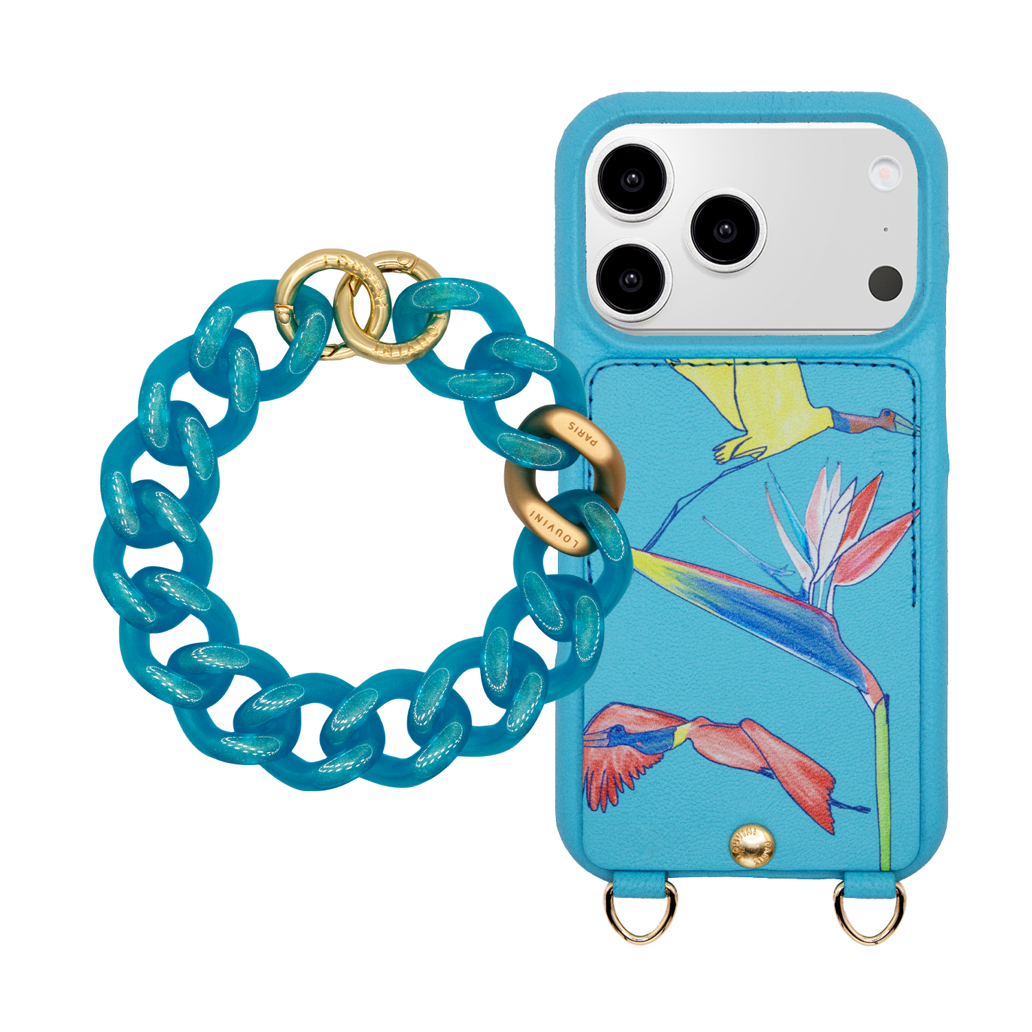 LOU x Filipe Jardim Turquoise Case & PETIT ZOE Iced Blue Chain