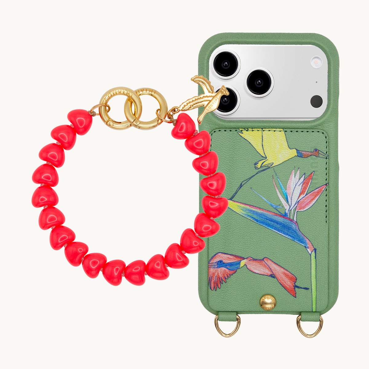 LOU x FILIPE JARDIM Light Green iPhone Case & Bracelet TINY CUORE Coral