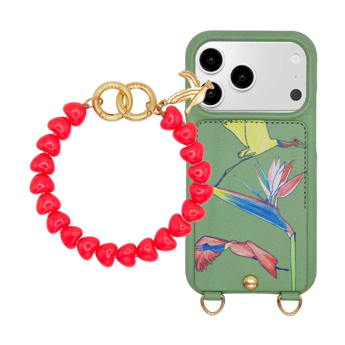 LOU x FILIPE JARDIM Light Green iPhone Case & Bracelet TINY CUORE Coral